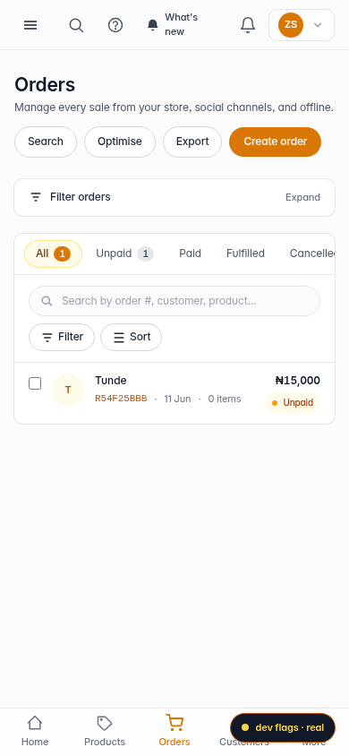 Edit an order you've already created: step 1 (mobile)