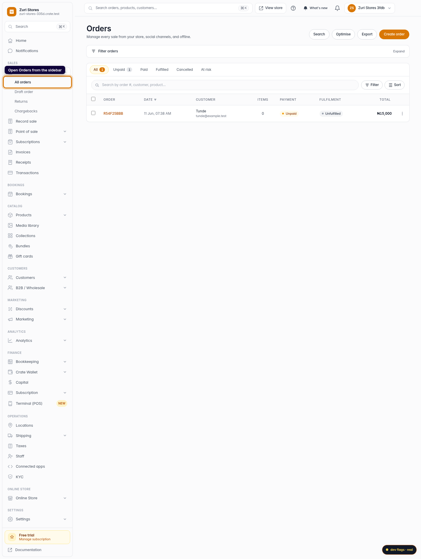 Edit an order you've already created: step 1 (web)