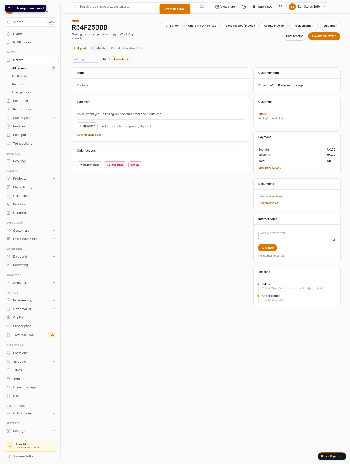 Edit an order you've already created: step 5 (web)
