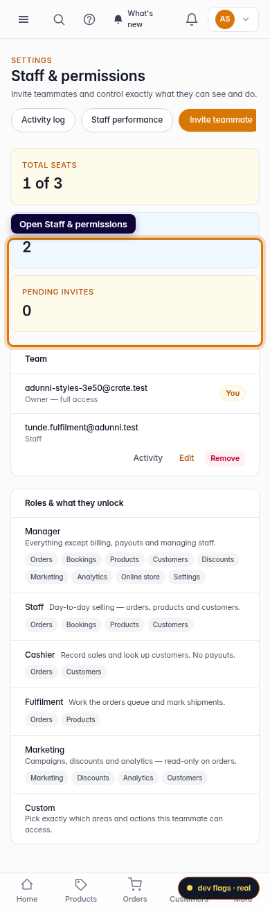 Edit a staff member: step 1 (mobile)