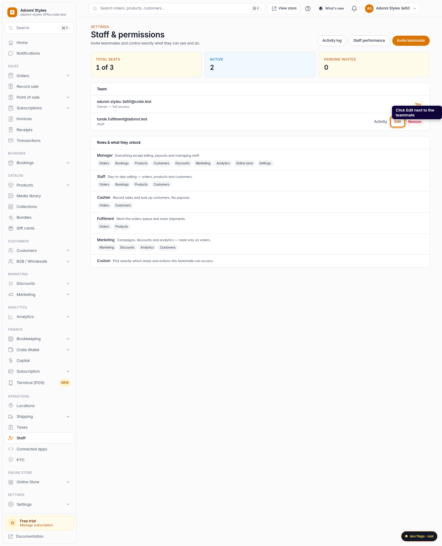 Edit a staff member: step 2 (web)