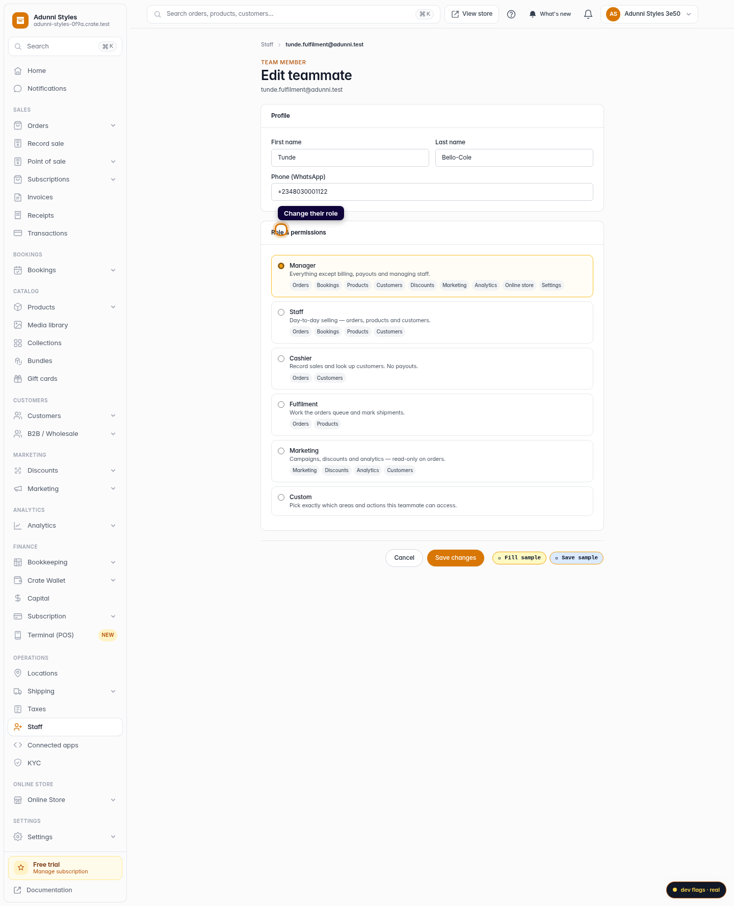Edit a staff member: step 4 (web)