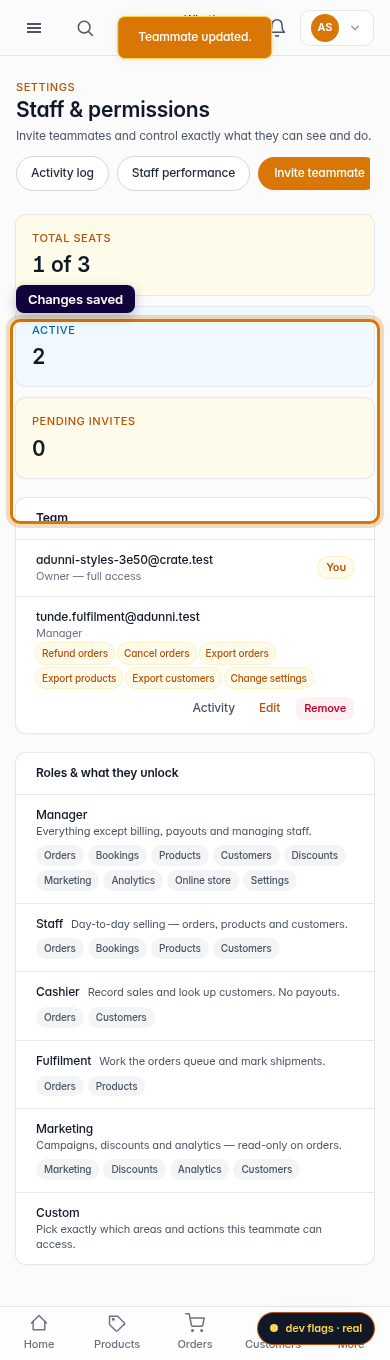 Edit a staff member: step 5 (mobile)