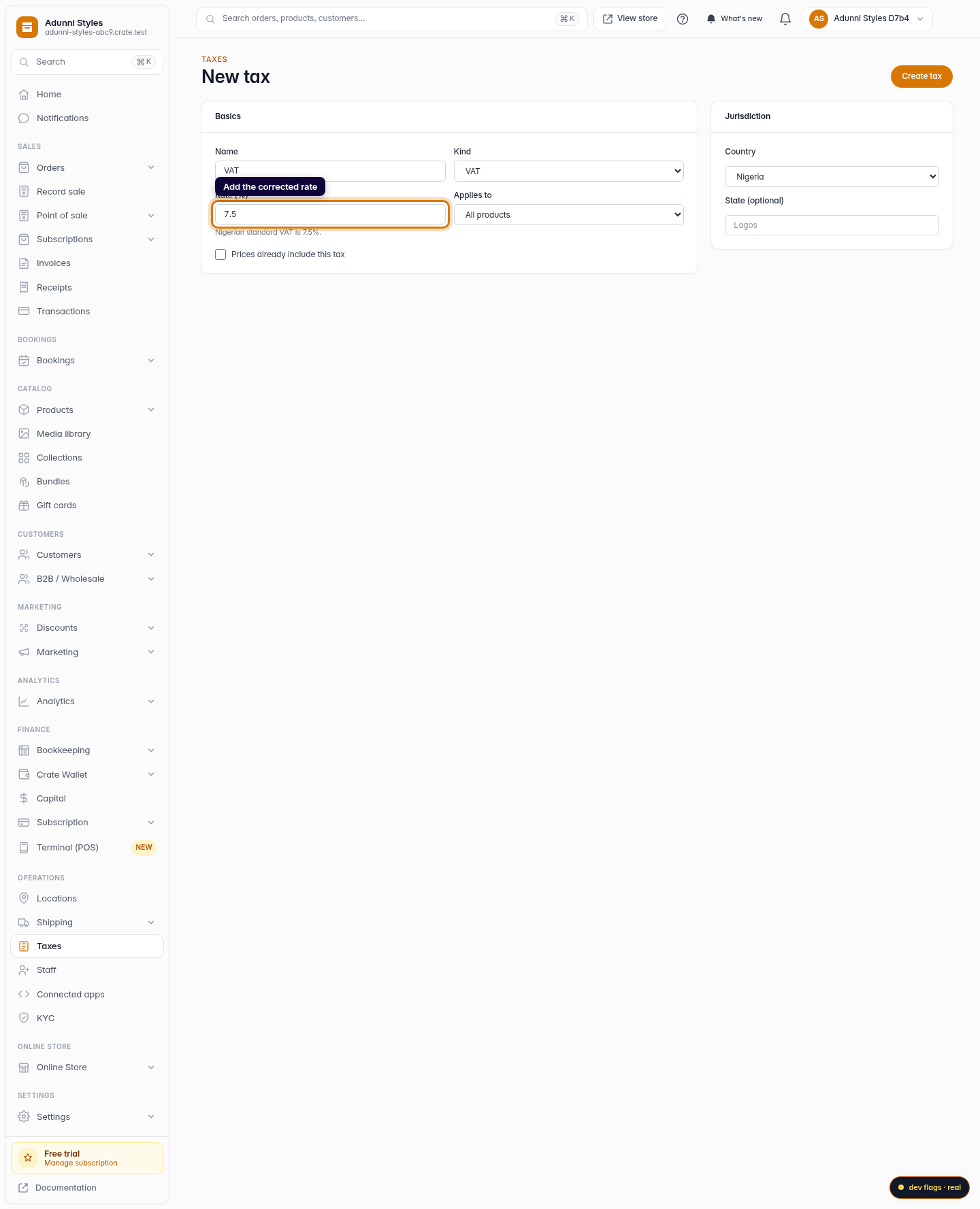 How to change a tax rate: step 4 (web)