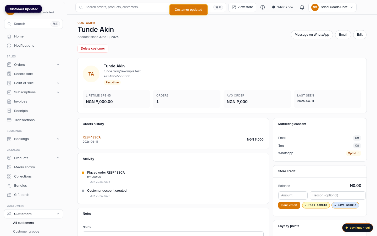 How to edit the customer information: step 5 (web)