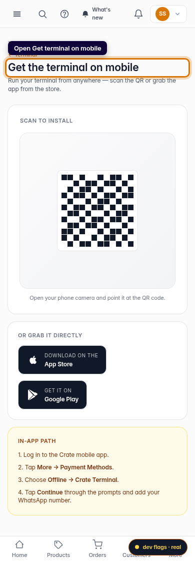 Get your Terminal on mobile: step 2 (mobile)