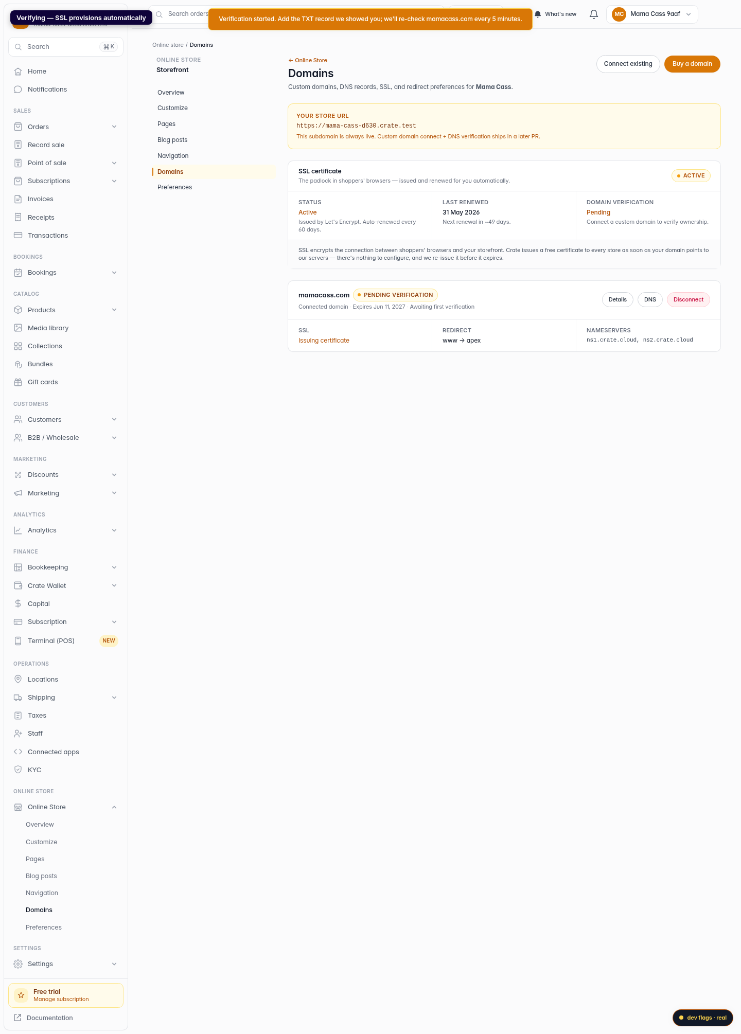 Integrate a domain you already own: step 6 (web)