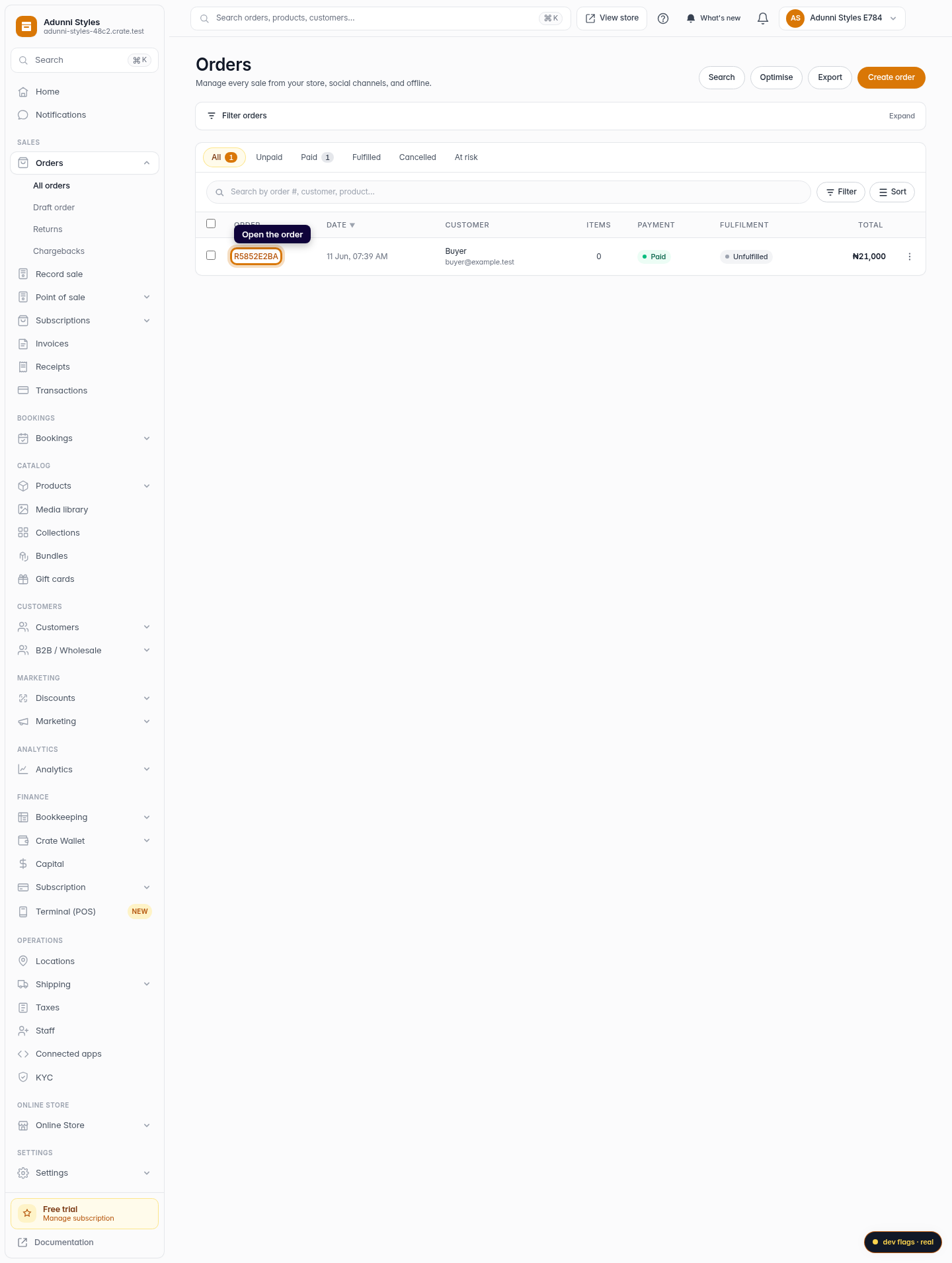 How to check whether an order has been paid: step 2 (web)