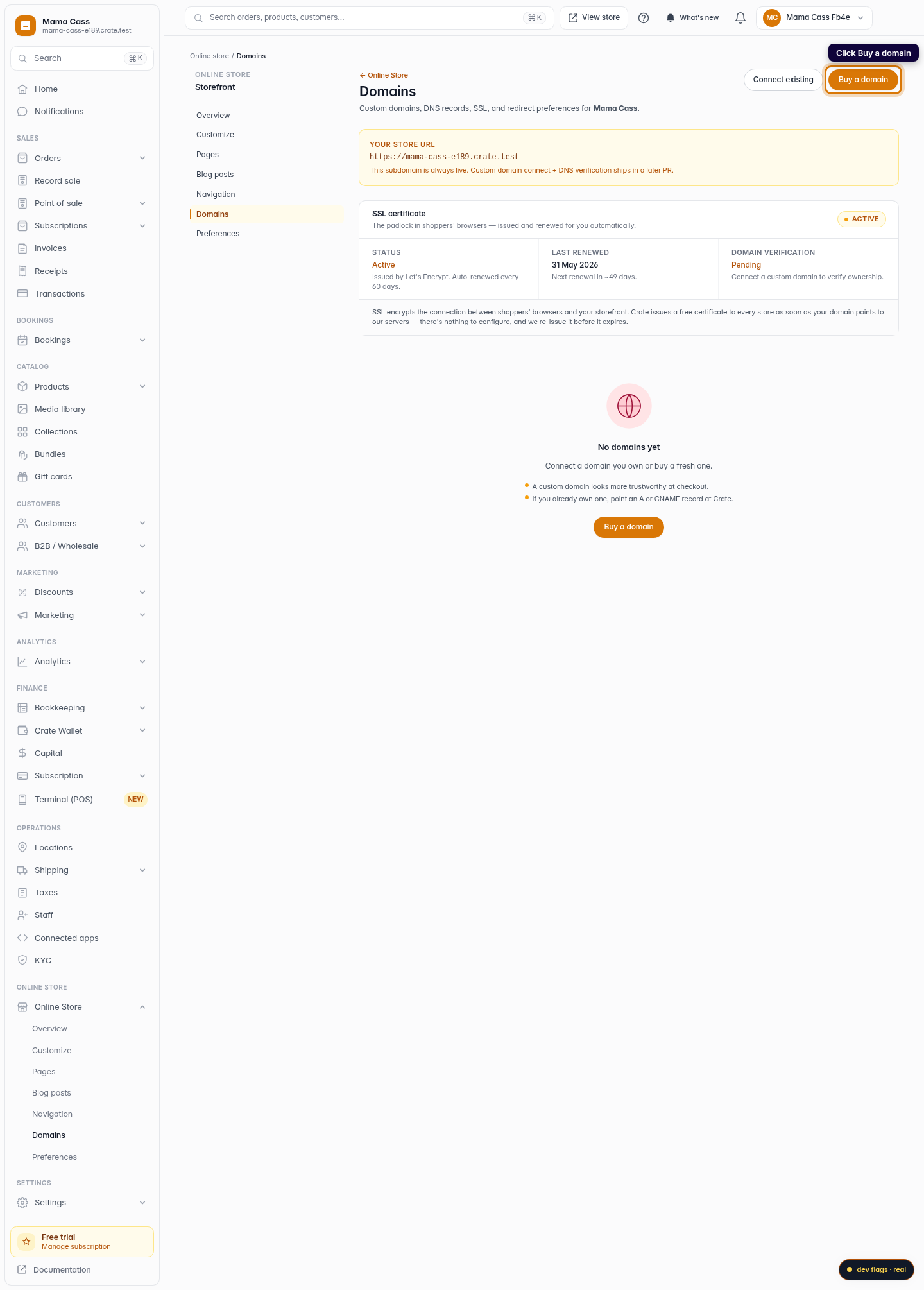 Register a new custom domain: step 2 (web)