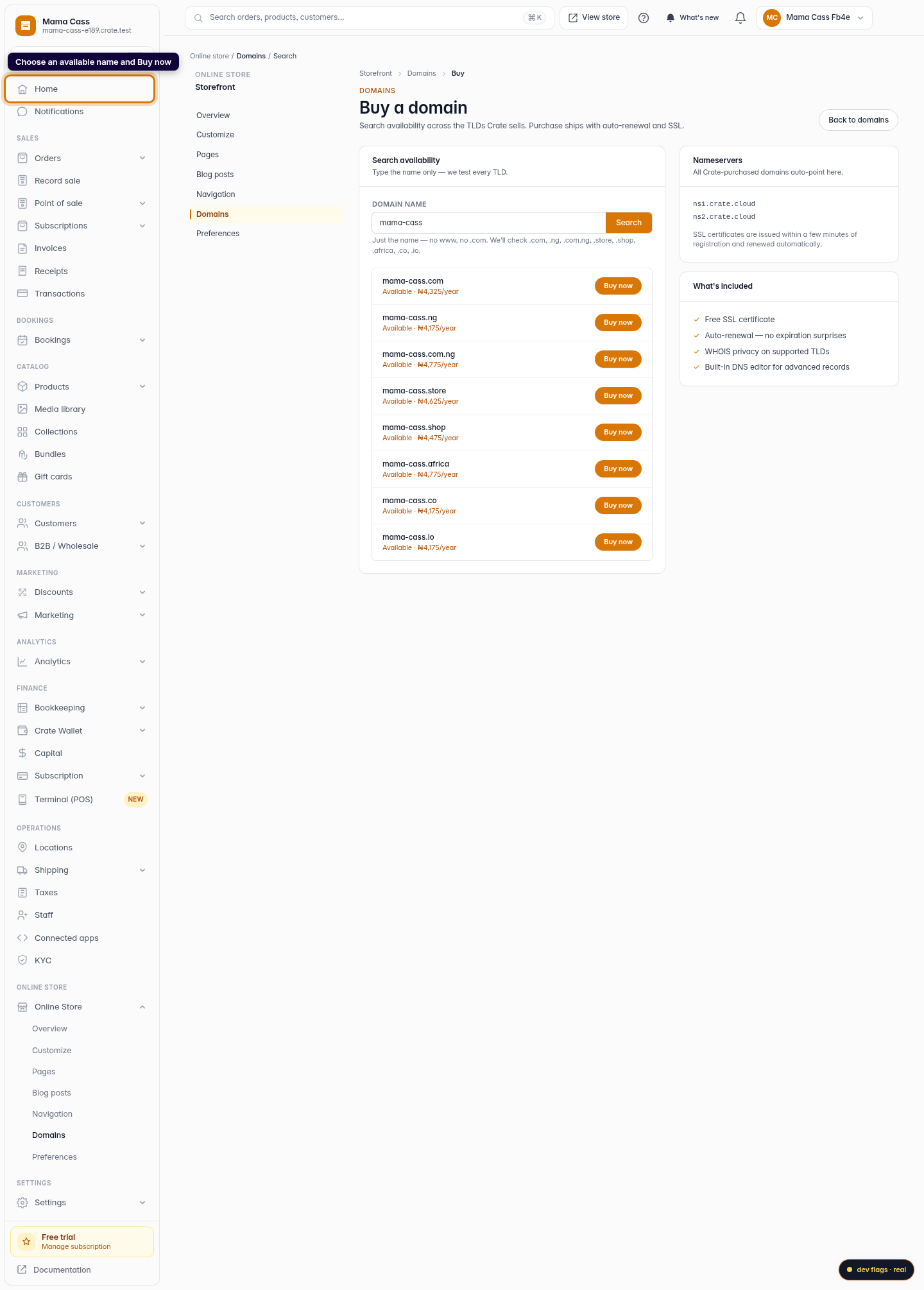 Register a new custom domain: step 4 (web)