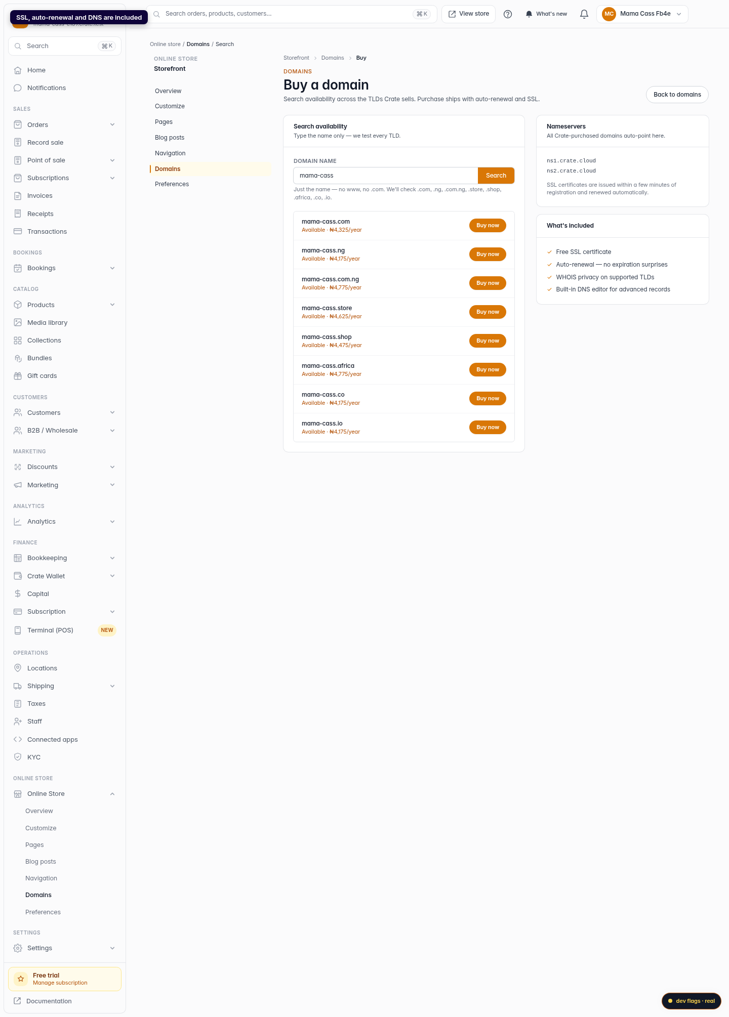Register a new custom domain: step 5 (web)