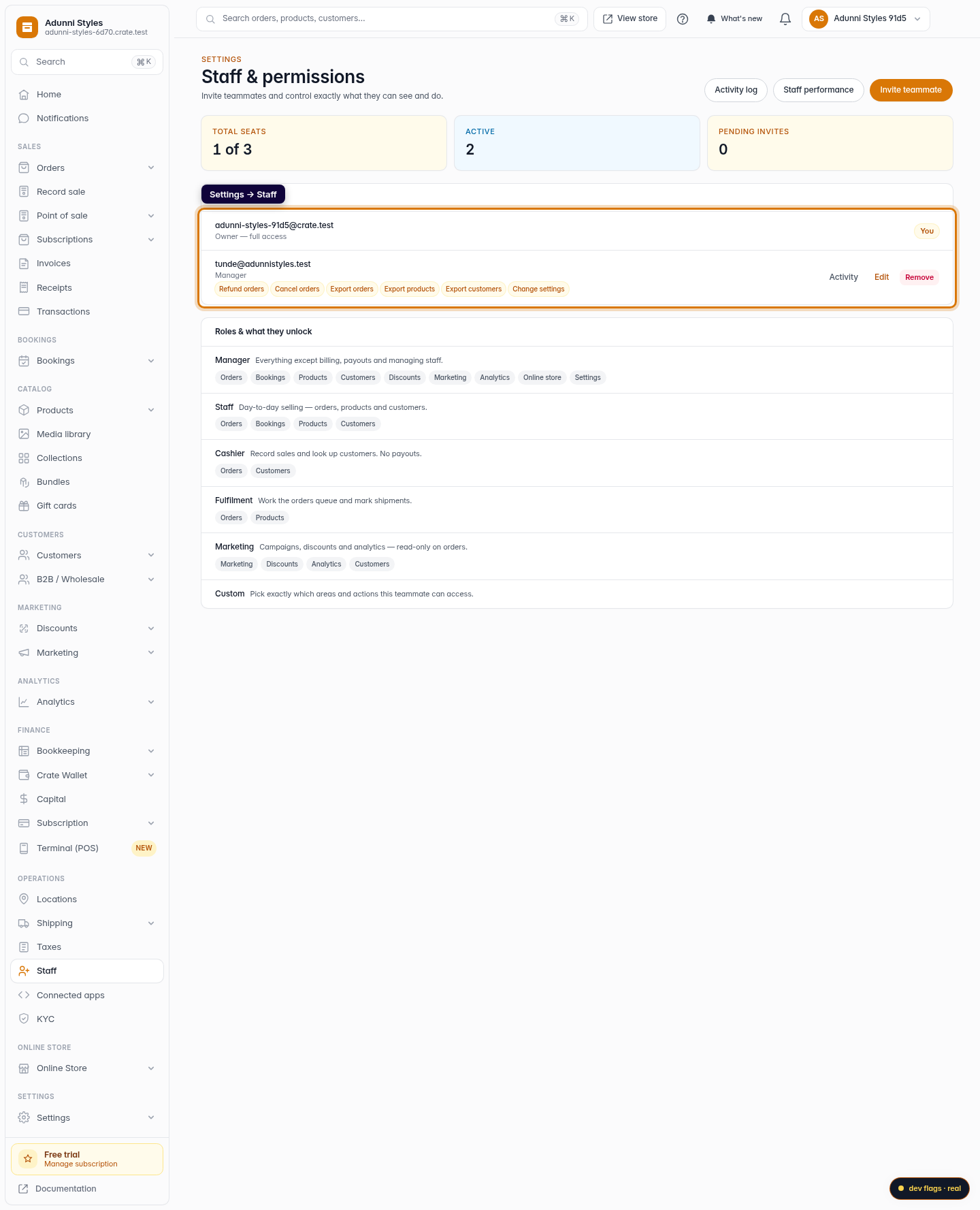 Remove a staff account: step 1 (web)