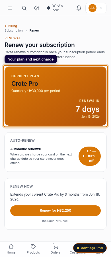 Renew your subscription: step 2 (mobile)