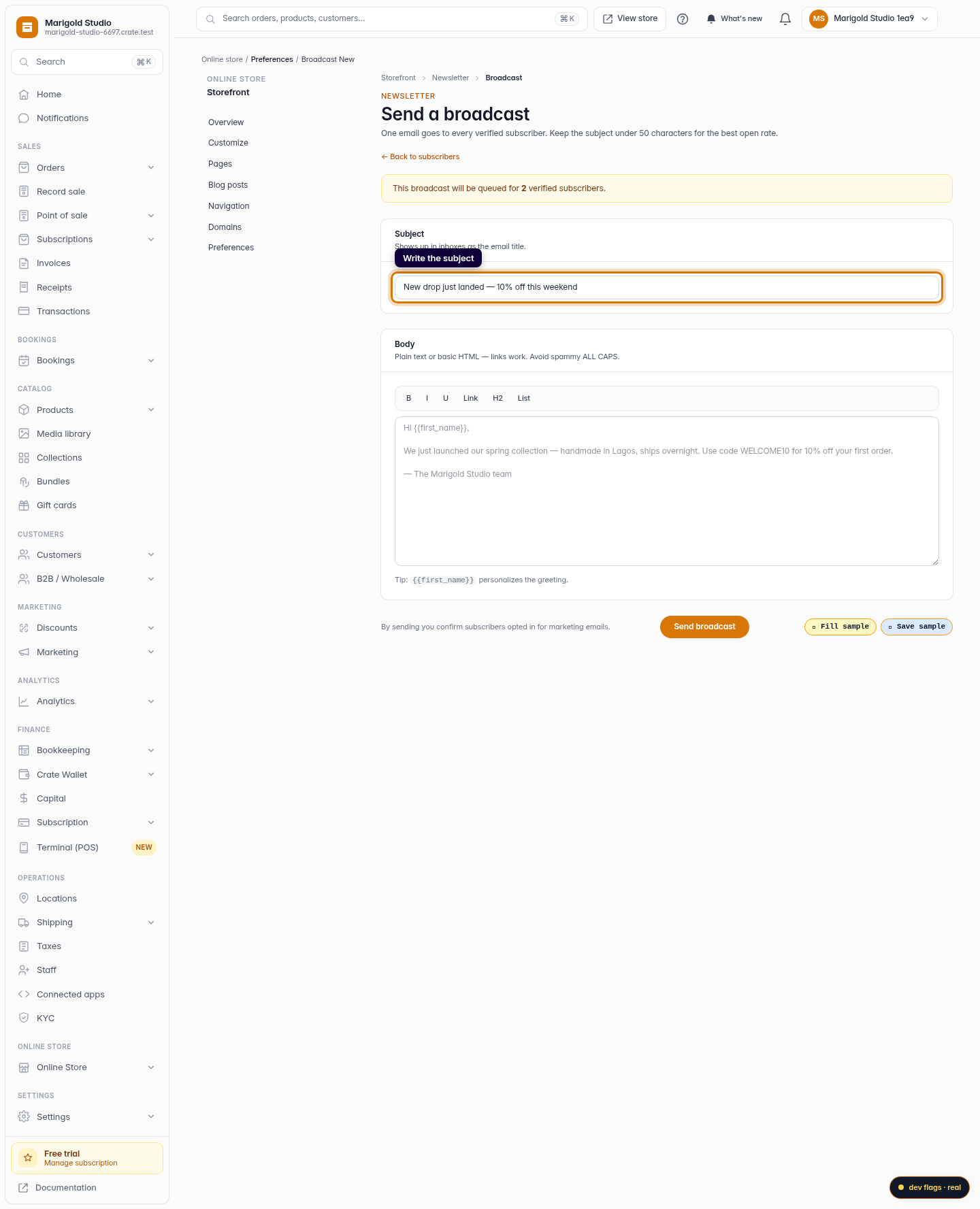 Email your newsletter subscribers: step 4 (web)