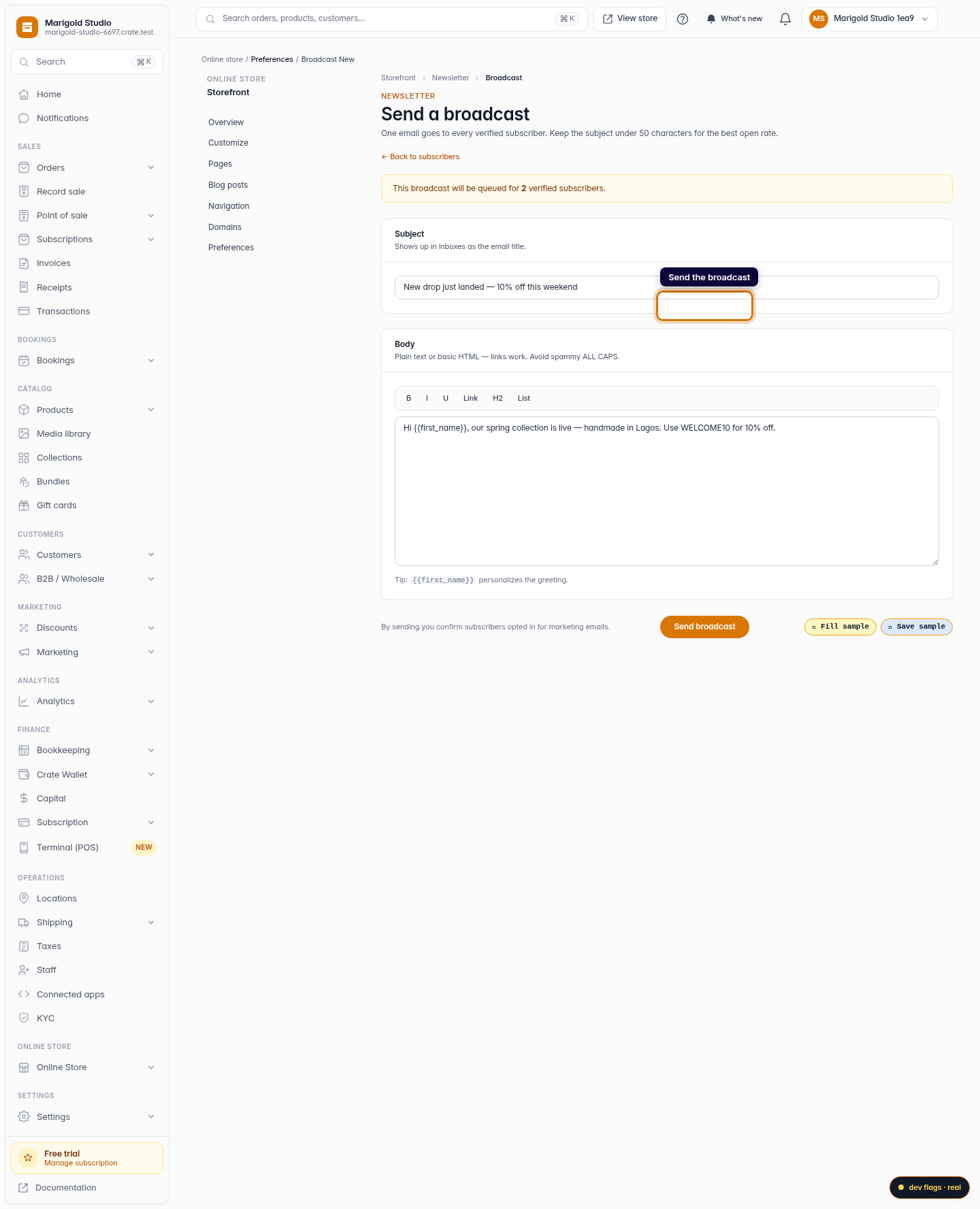 Email your newsletter subscribers: step 6 (web)