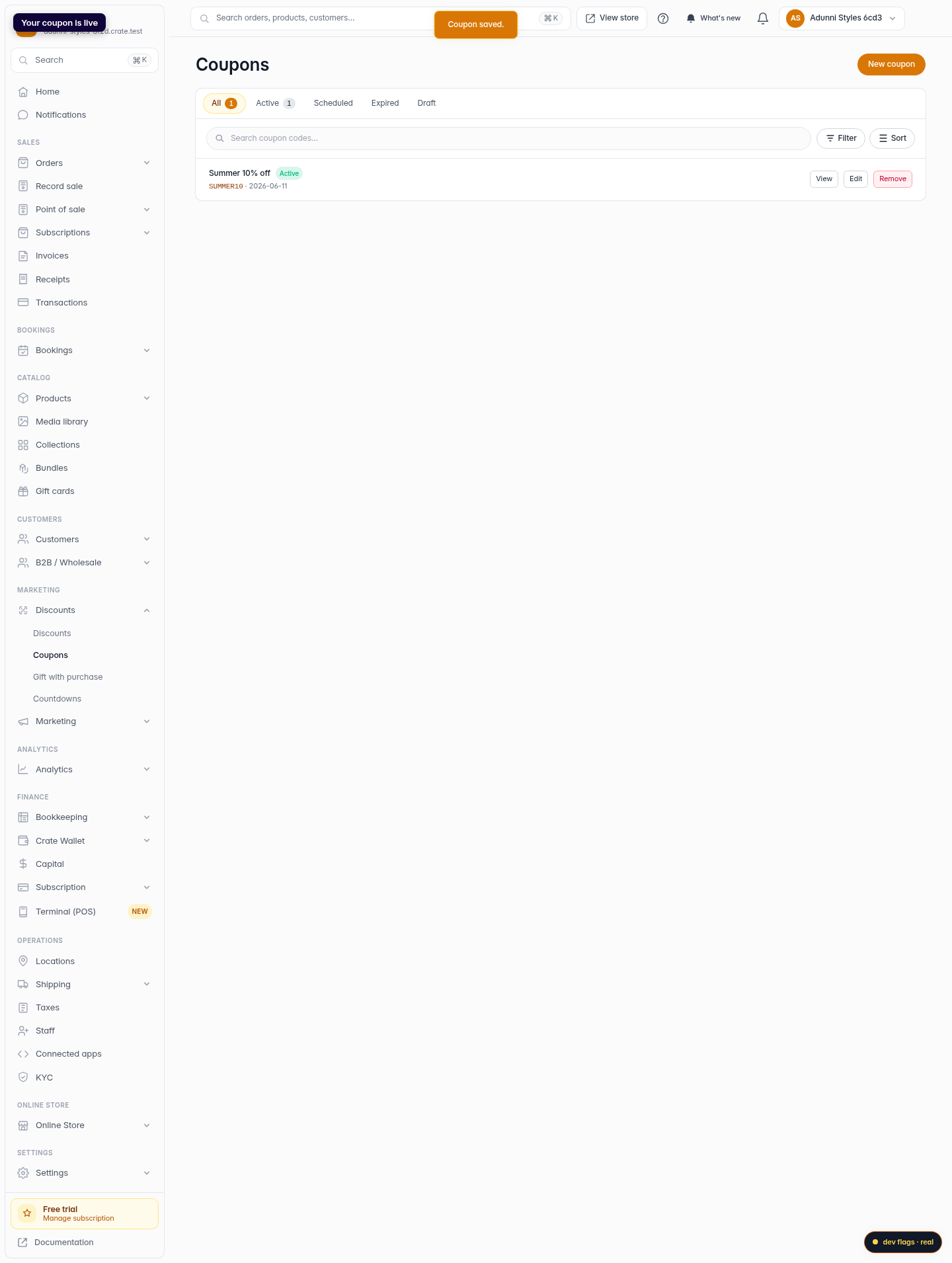 How to set discounts with coupons: step 5 (web)