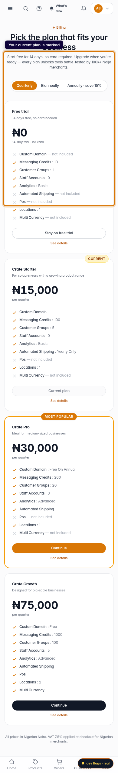Upgrade your current plan: step 1 (mobile)