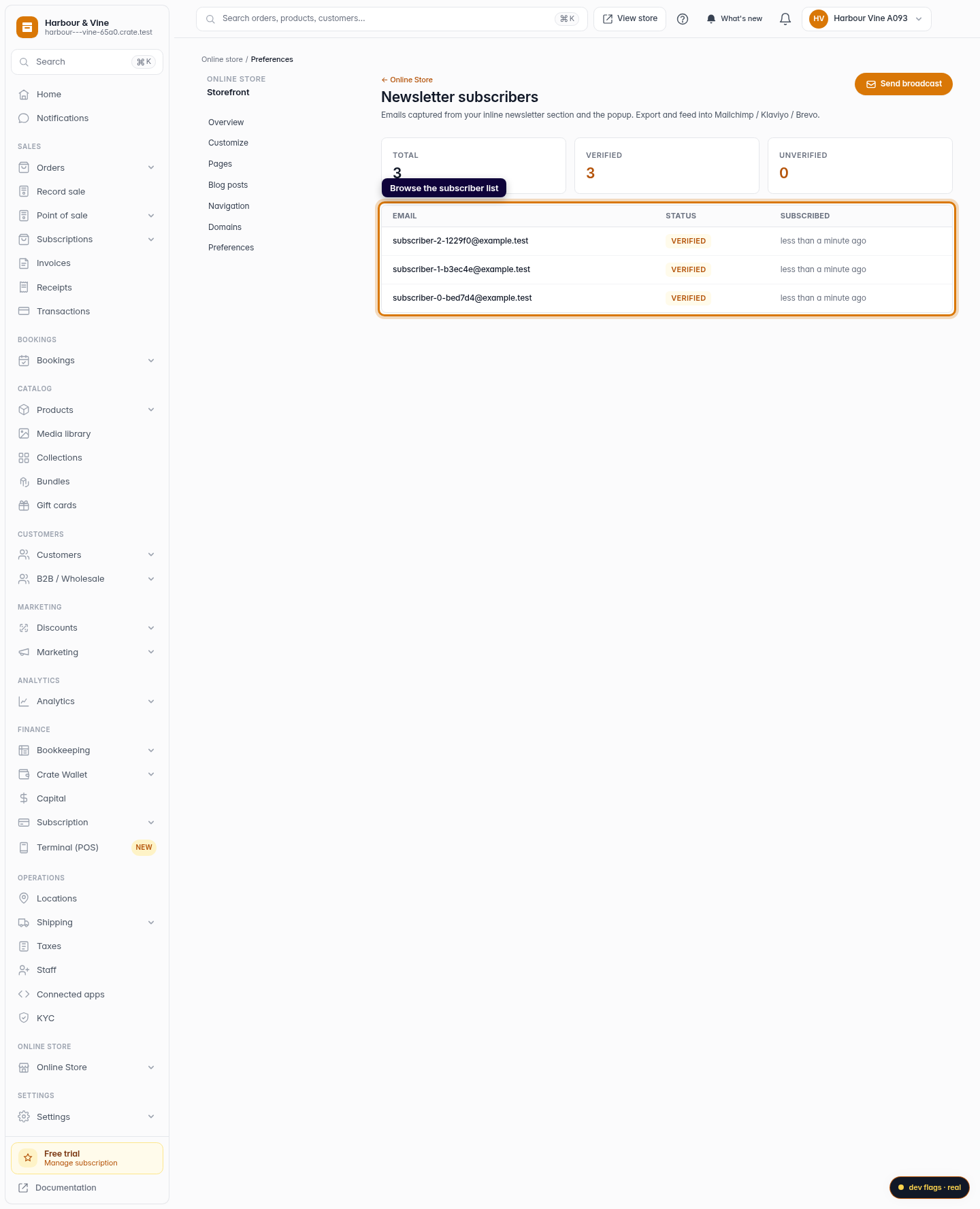 View your newsletter subscribers: step 3 (web)