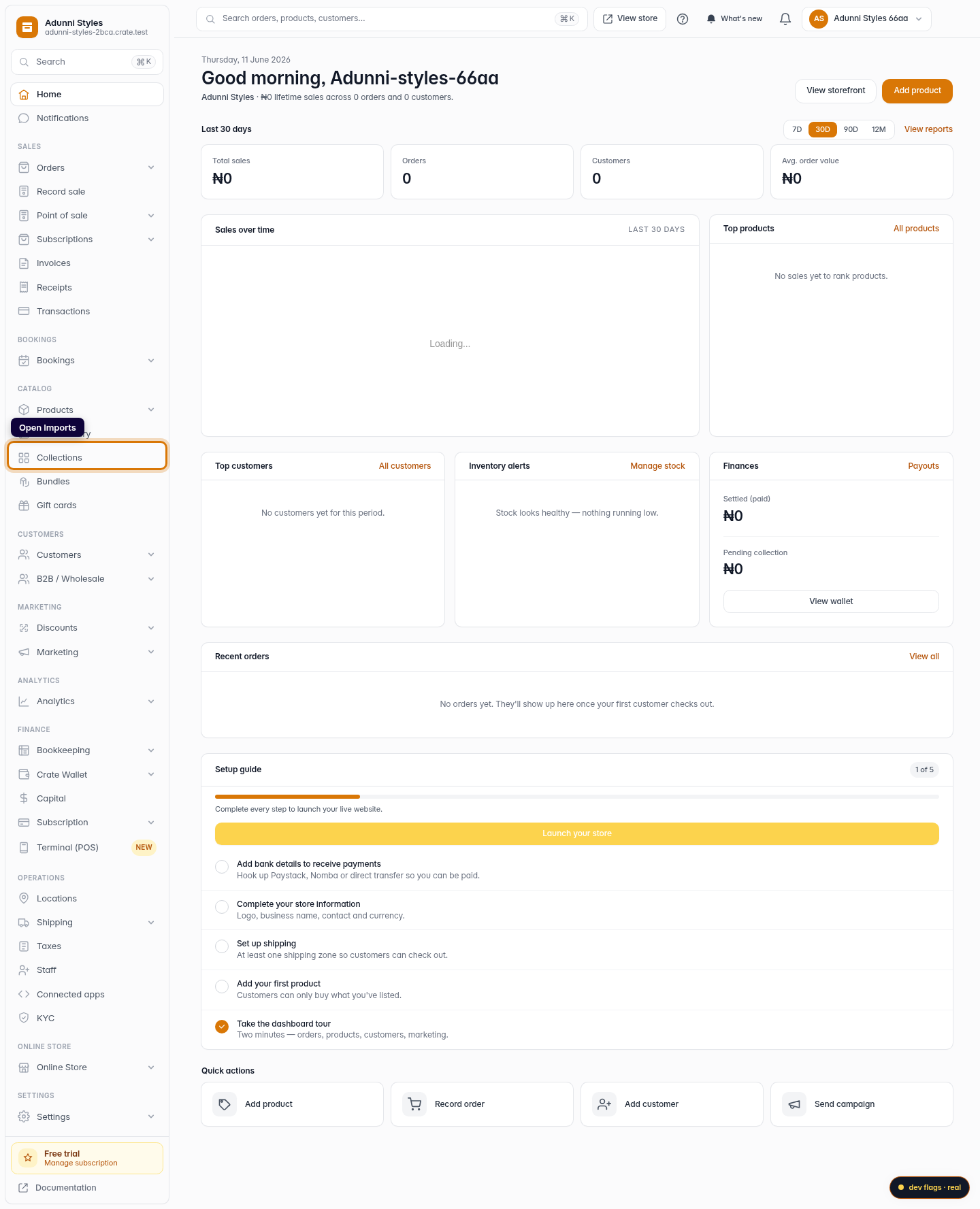 Import products from a CSV: step 1 (web)
