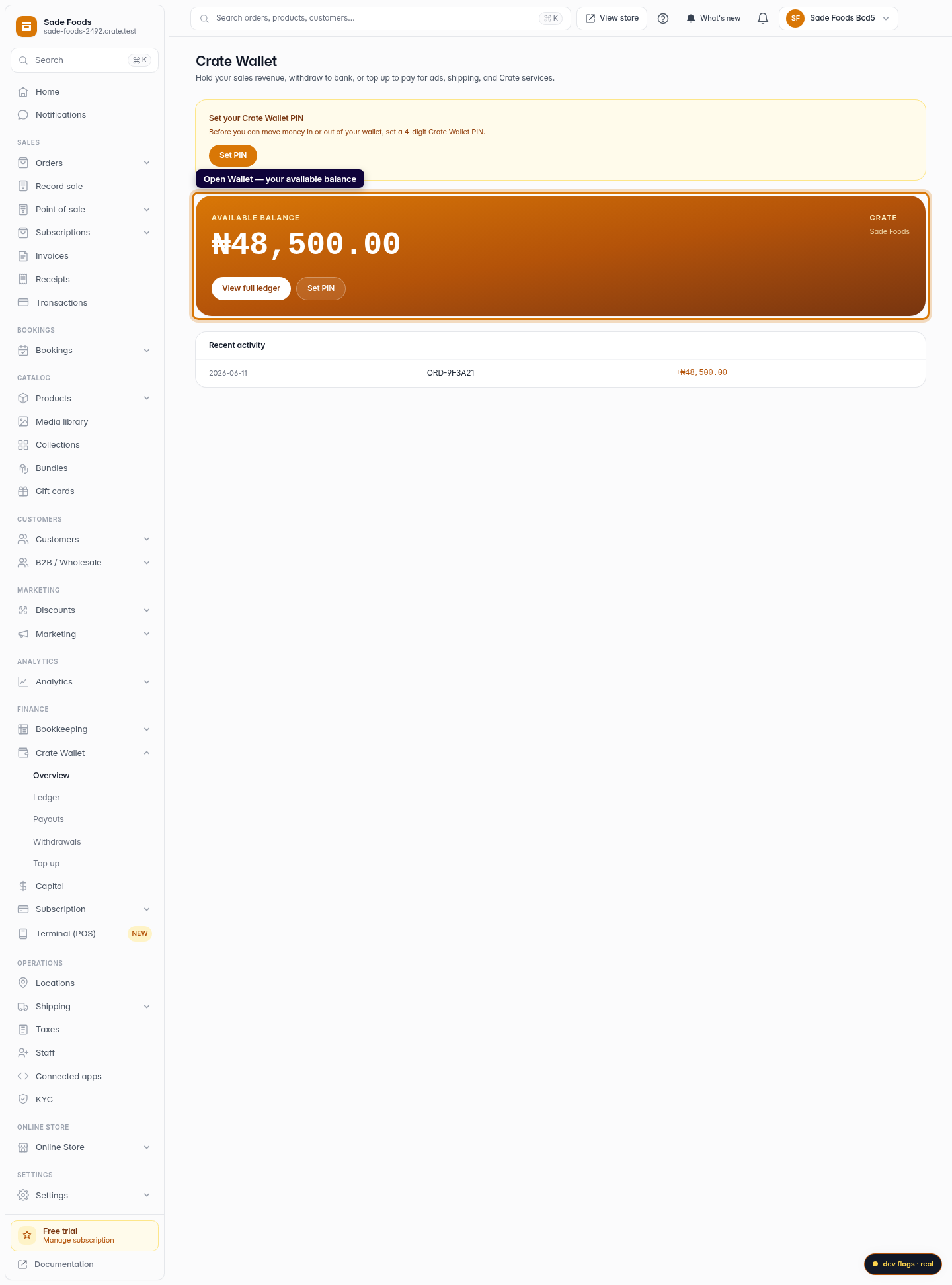 Manage your Crate Wallet: step 1 (web)