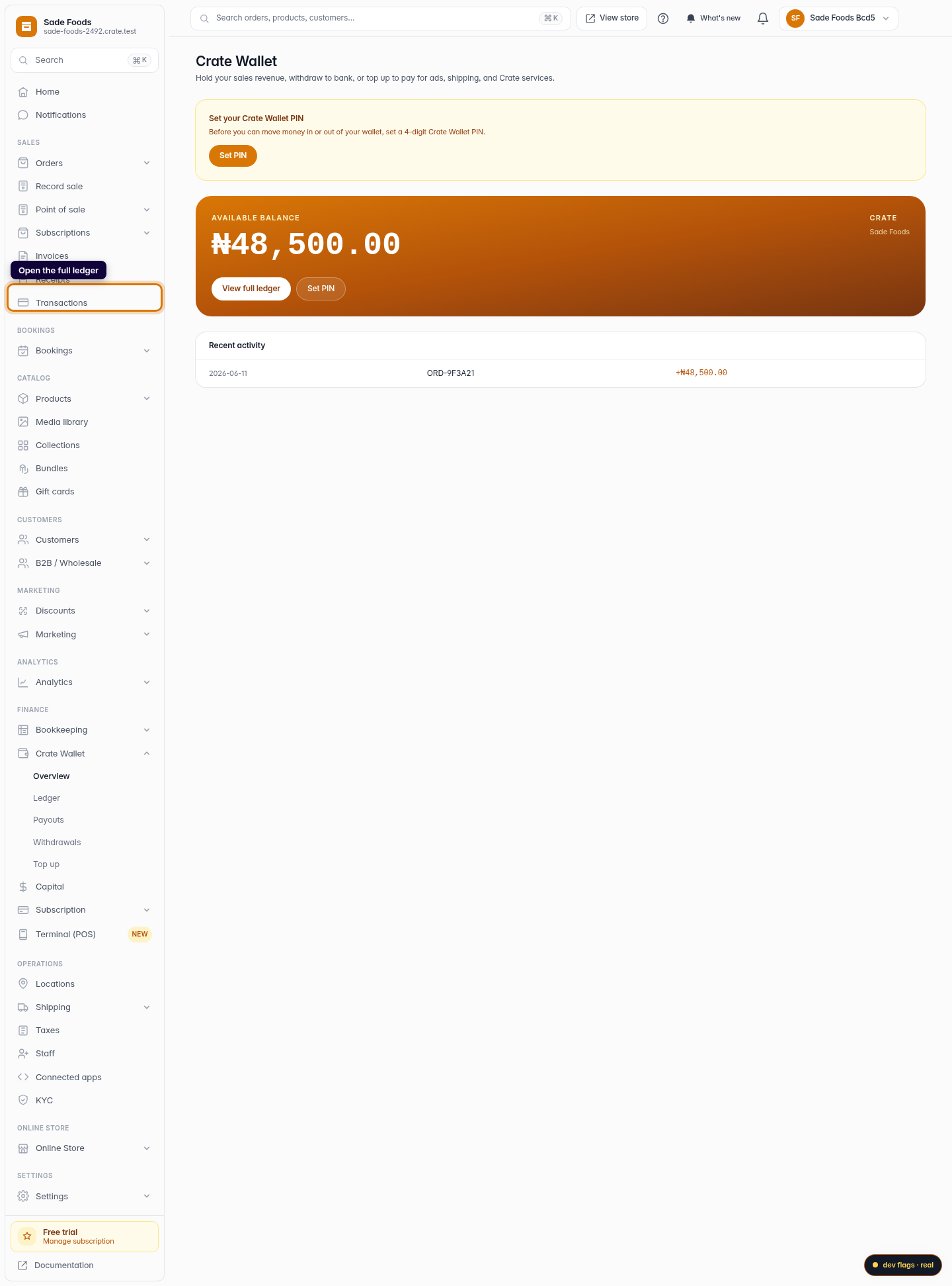Manage your Crate Wallet: step 3 (web)