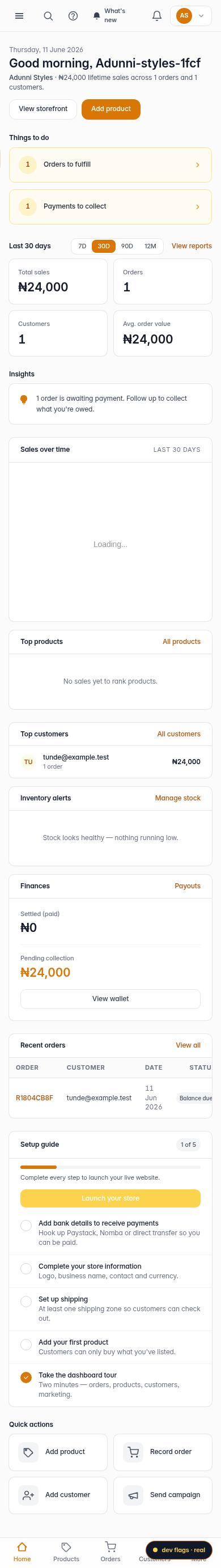Mark a part-paid order as fully paid: step 1 (mobile)