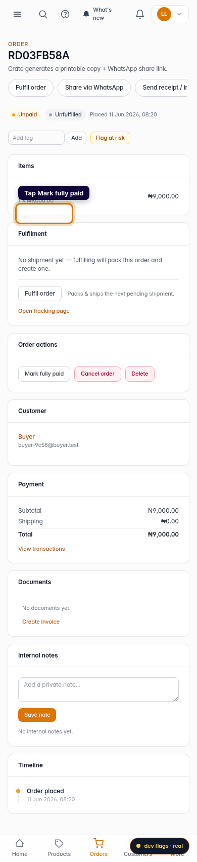 Record a balance payment on your phone: step 2 (mobile)