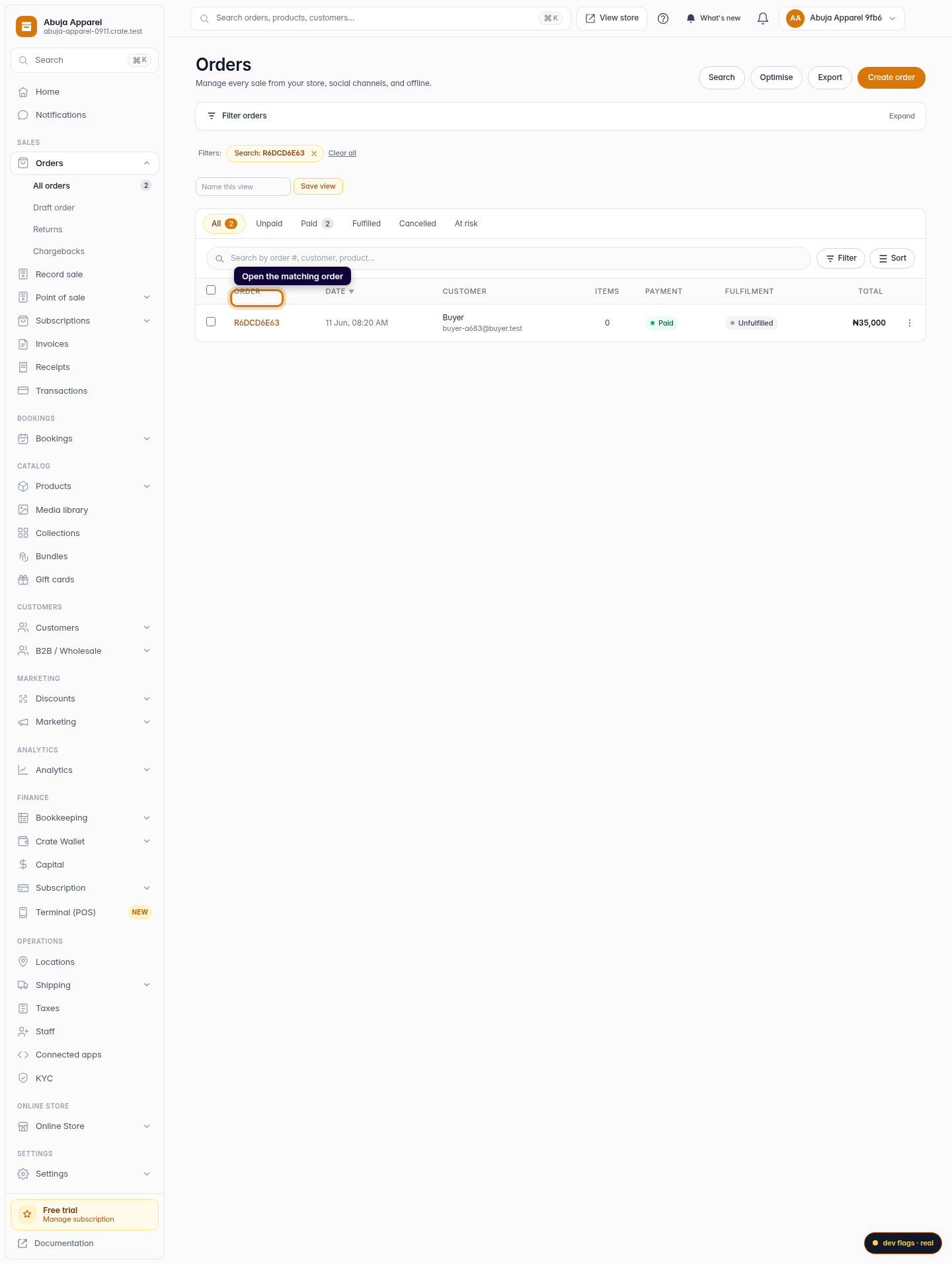 Find an order by its number: step 3 (web)