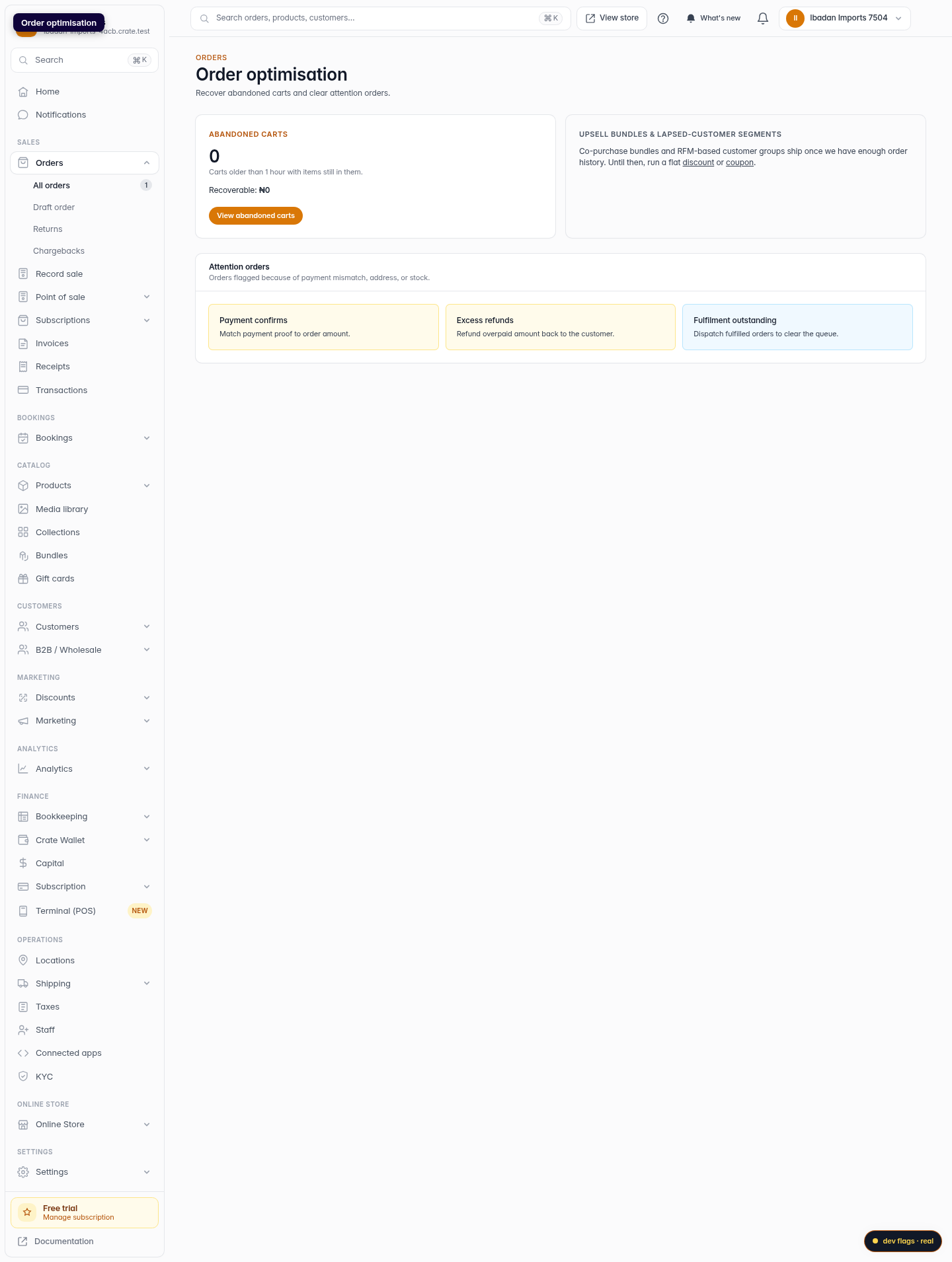 Order optimisation and edit history: step 1 (web)