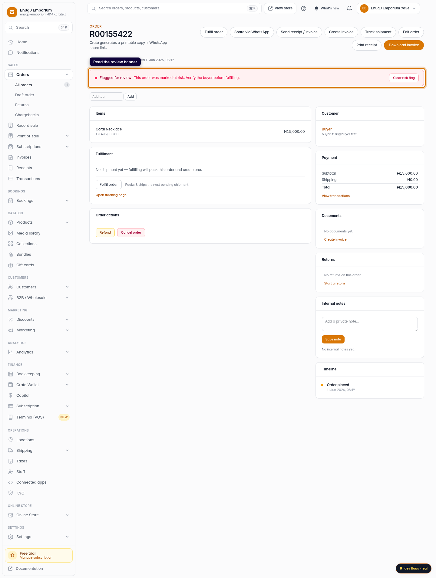 Attention orders — review, refund or fulfil: step 2 (web)