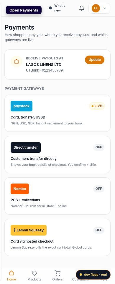 Payment methods: step 1 (mobile)