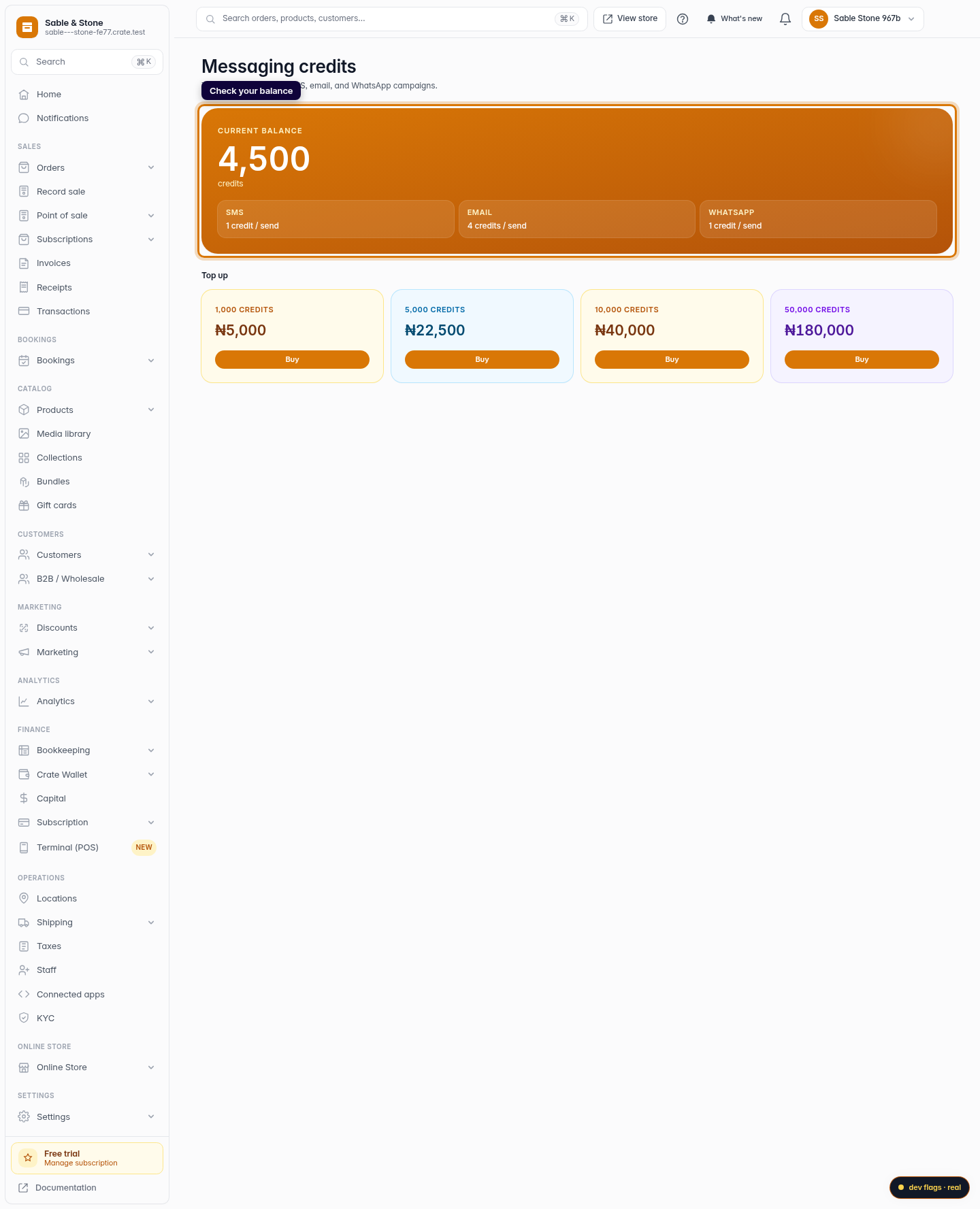 Buy messaging credits: step 2 (web)