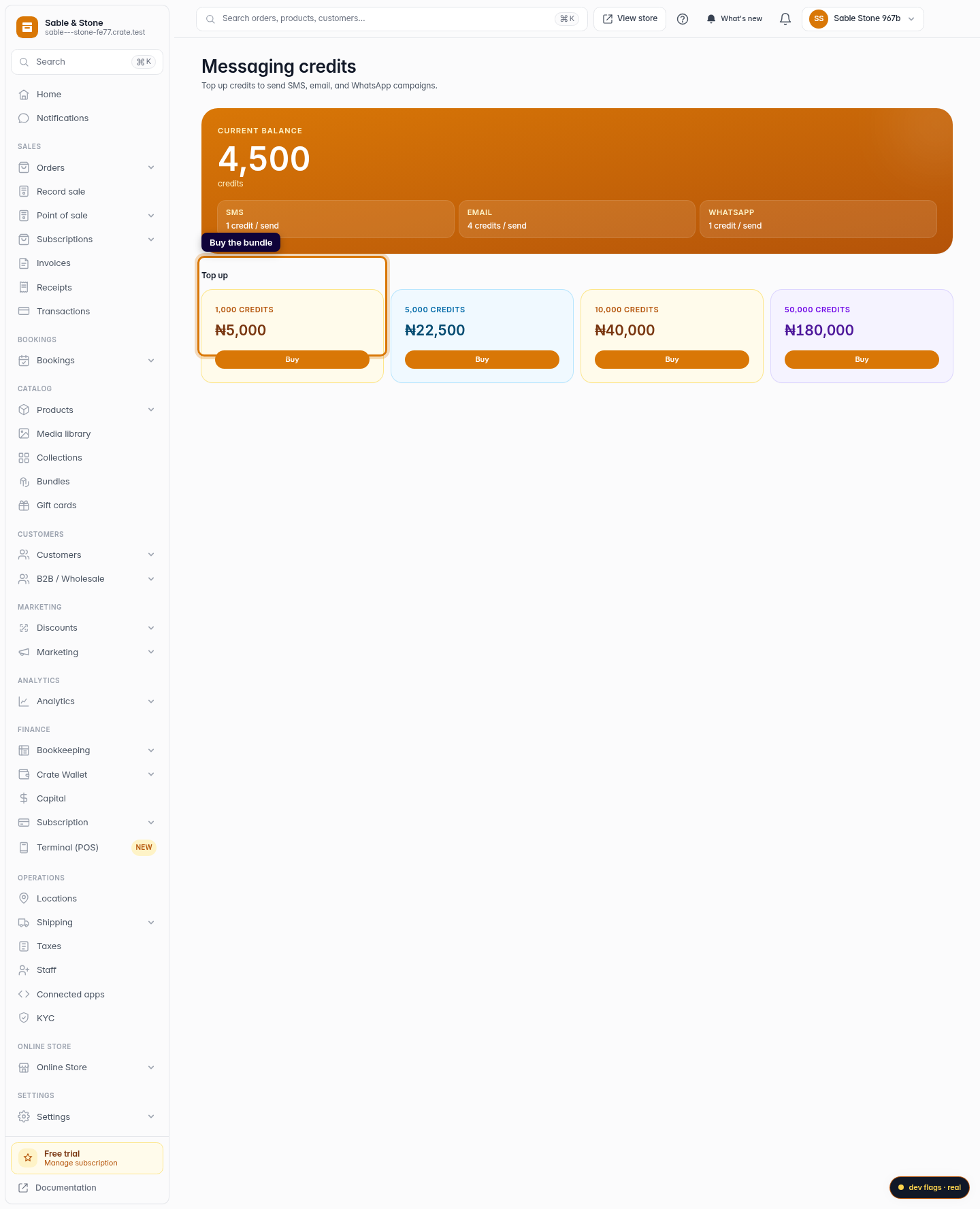 Buy messaging credits: step 4 (web)
