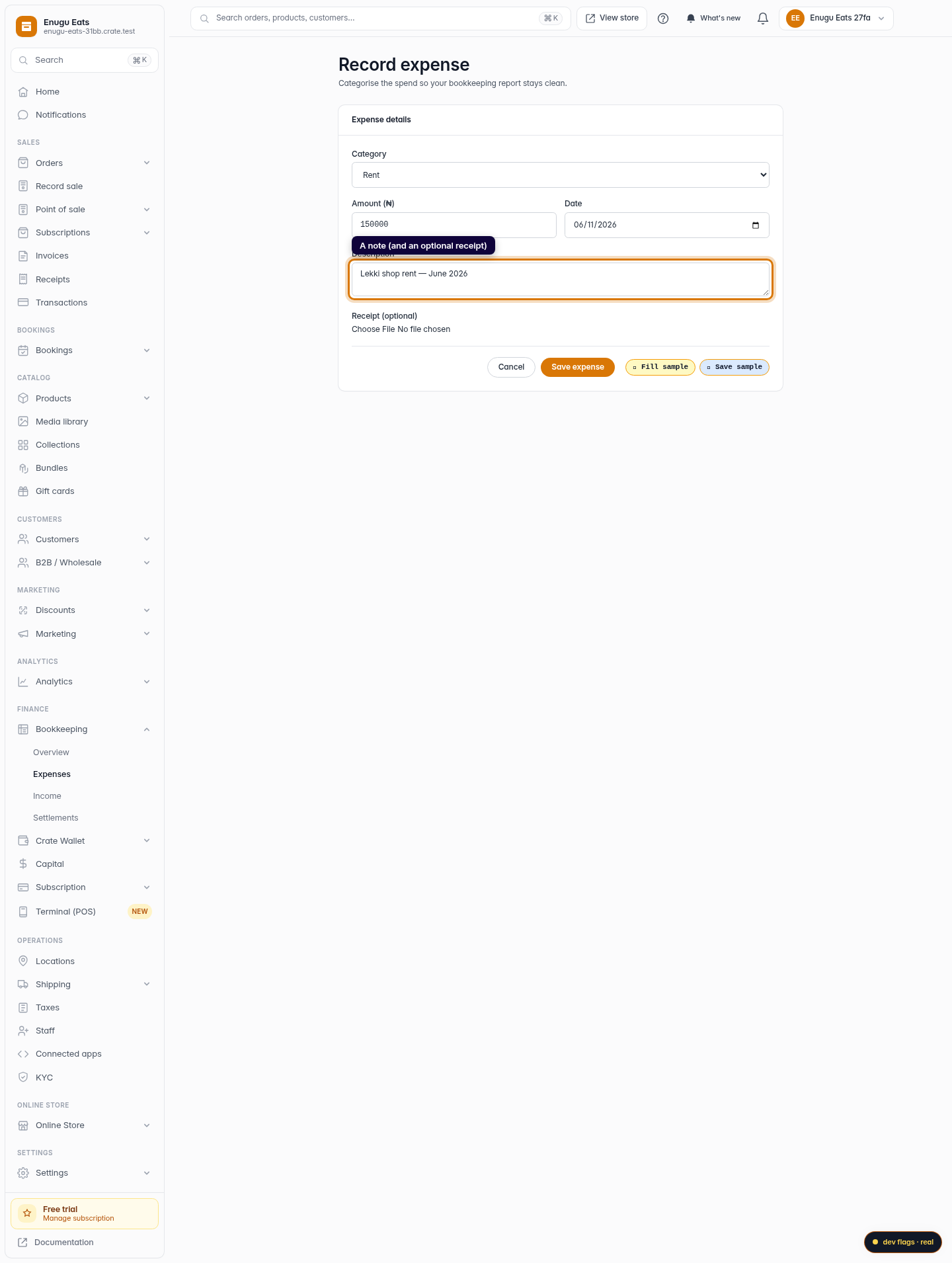 Record a business expense: step 4 (web)