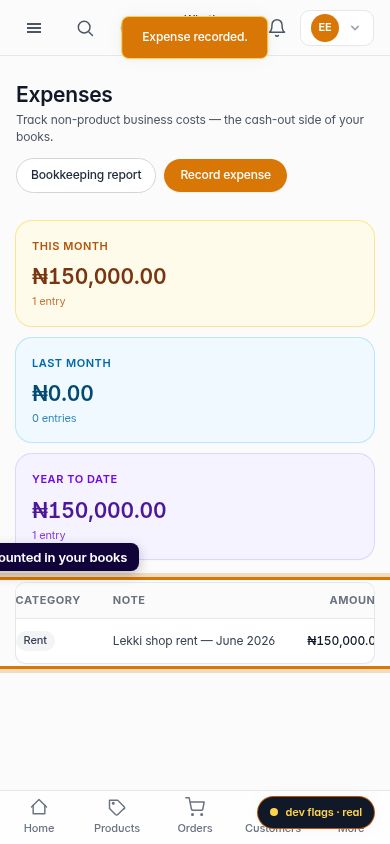 Record a business expense: step 5 (mobile)