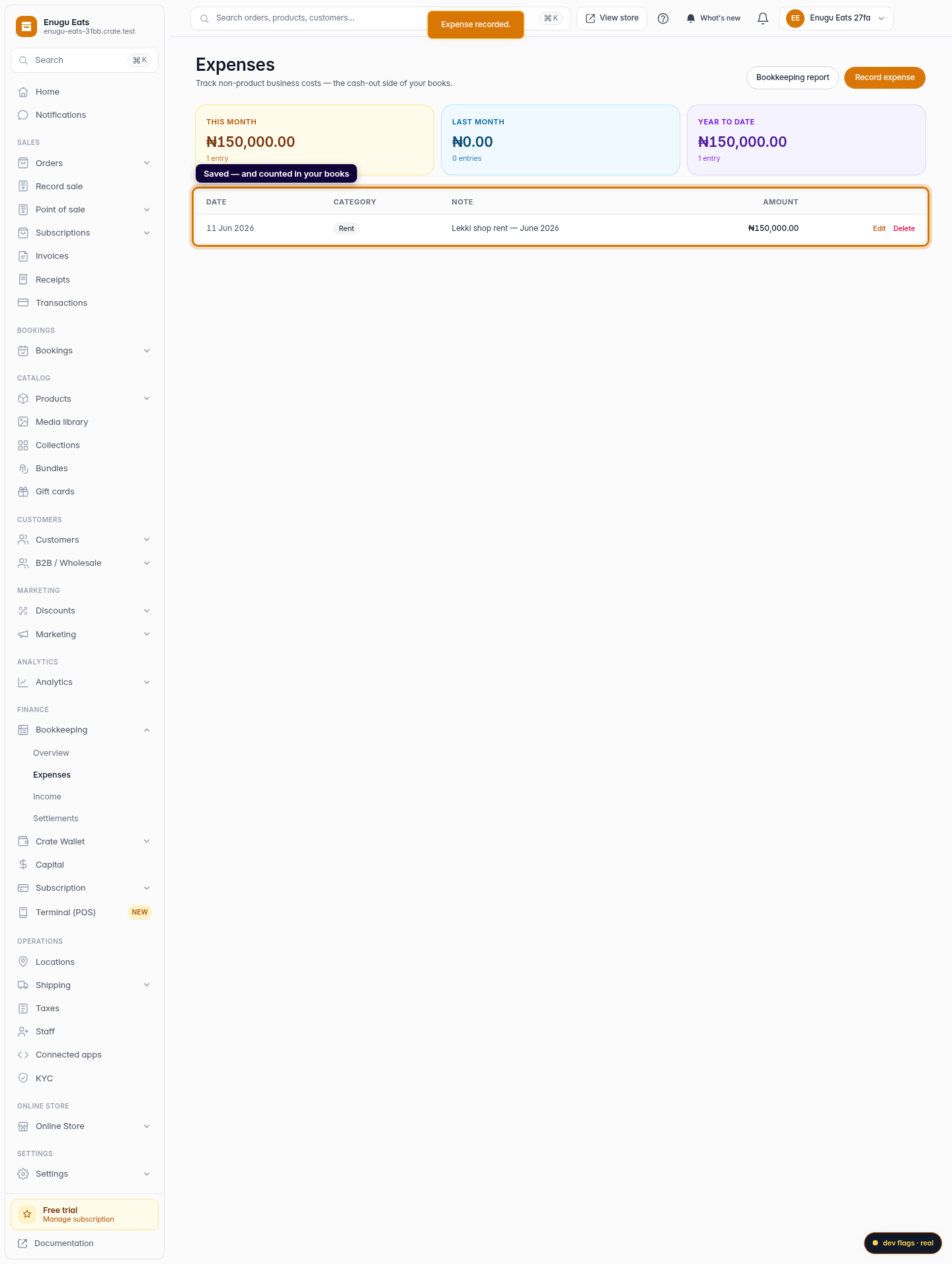 Record a business expense: step 5 (web)