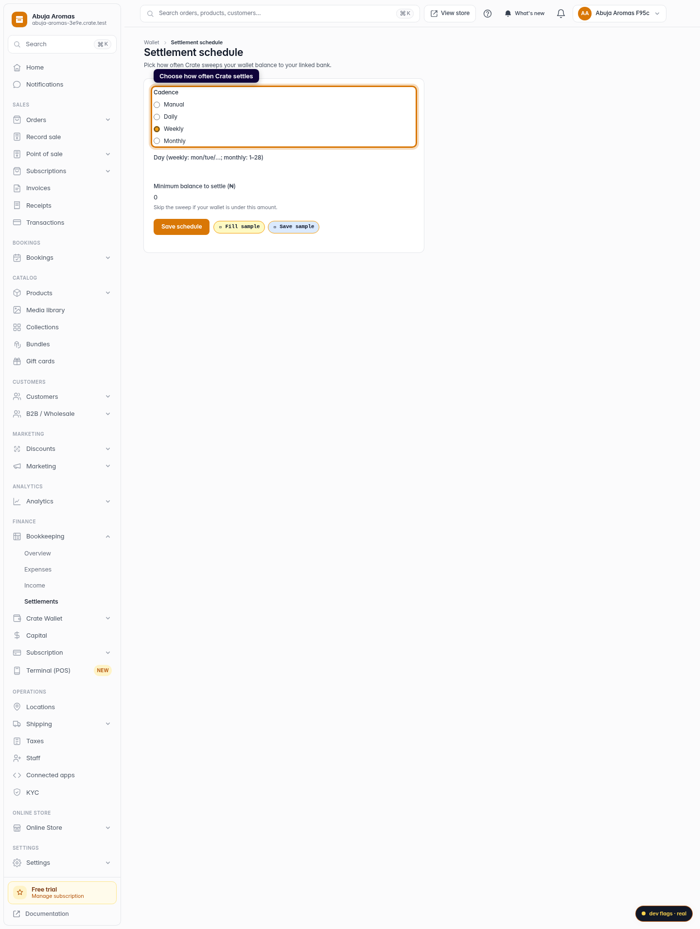 Settlements and remittance schedule: step 2 (web)