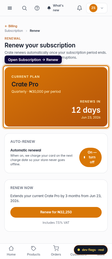 Renew your subscription: step 1 (mobile)