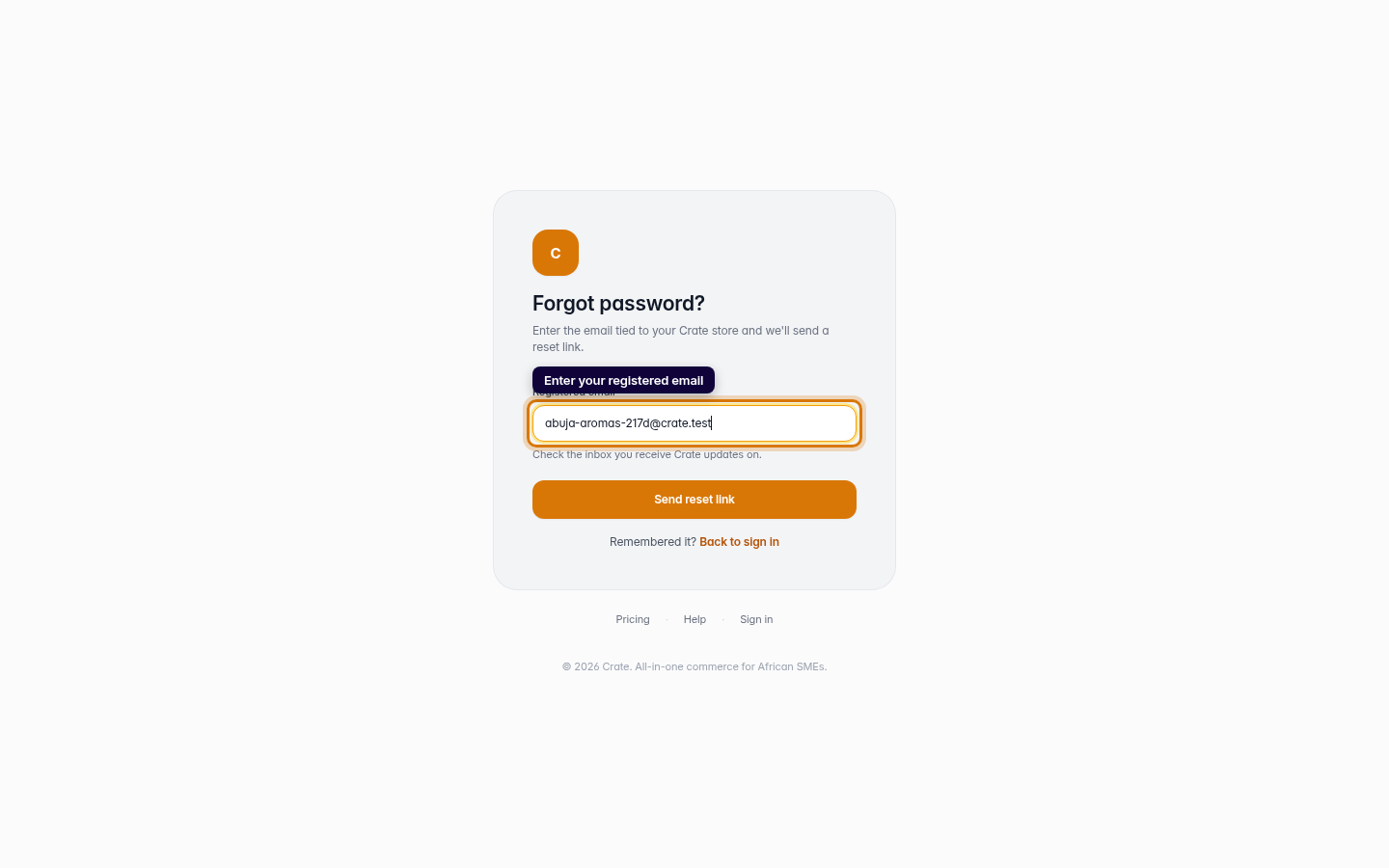 Reset a forgotten password: step 3 (web)