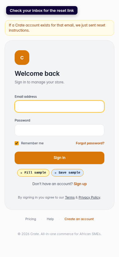 Reset a forgotten password: step 4 (mobile)