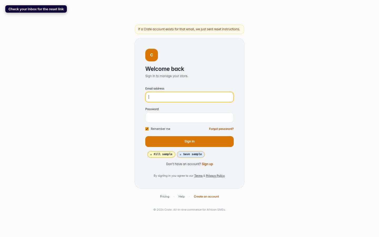 Reset a forgotten password: step 4 (web)