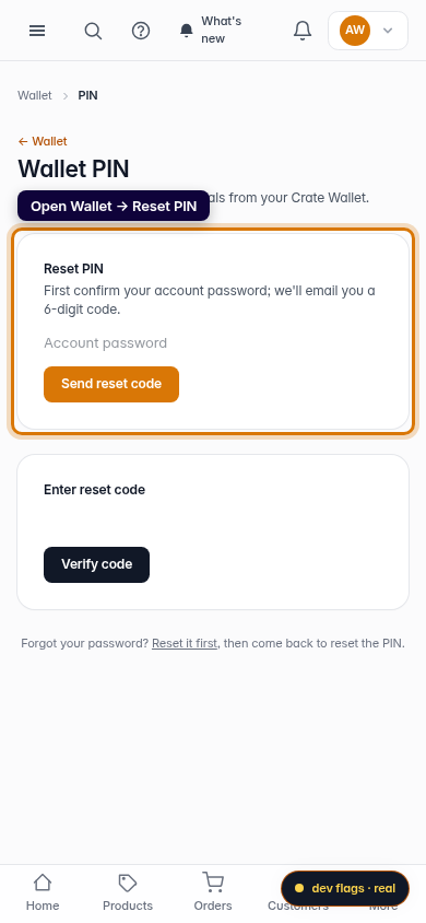 Reset your Wallet PIN: step 1 (mobile)