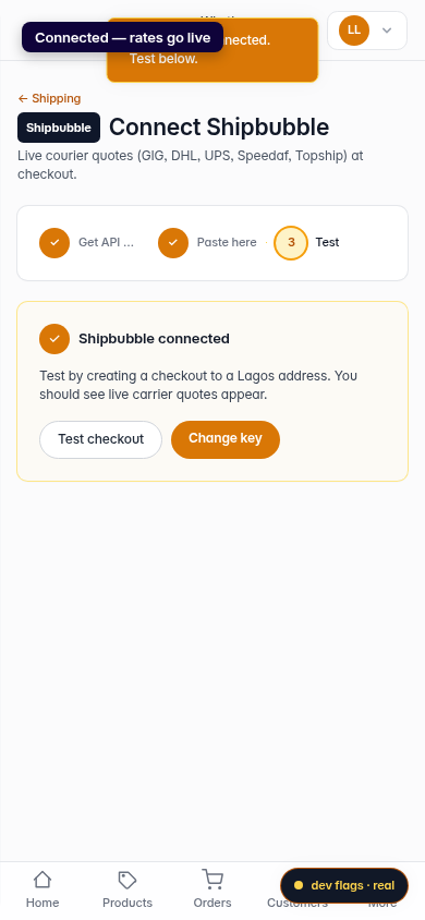 Set up automated shipping: step 5 (mobile)