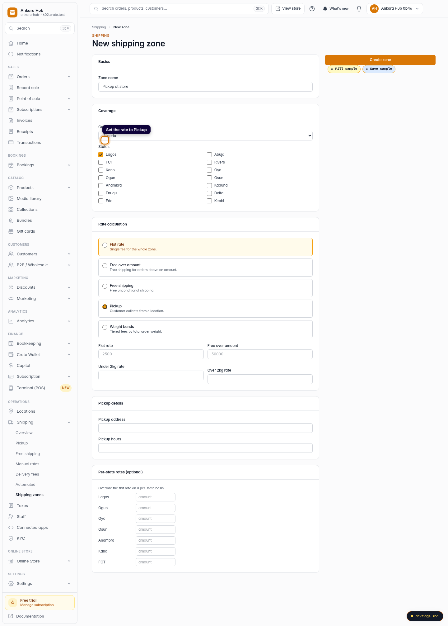 Set up a pickup option: step 4 (web)
