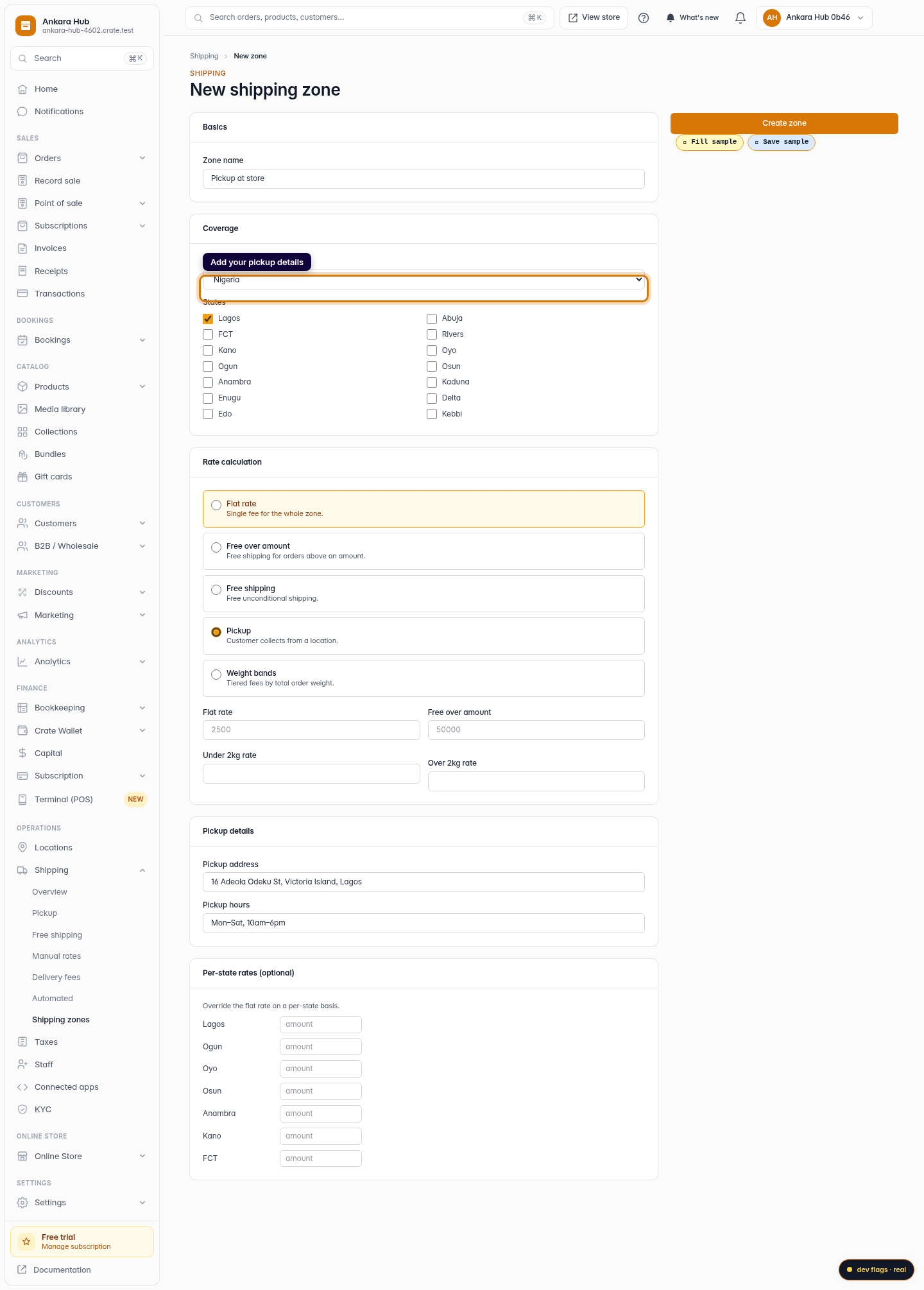 Set up a pickup option: step 5 (web)