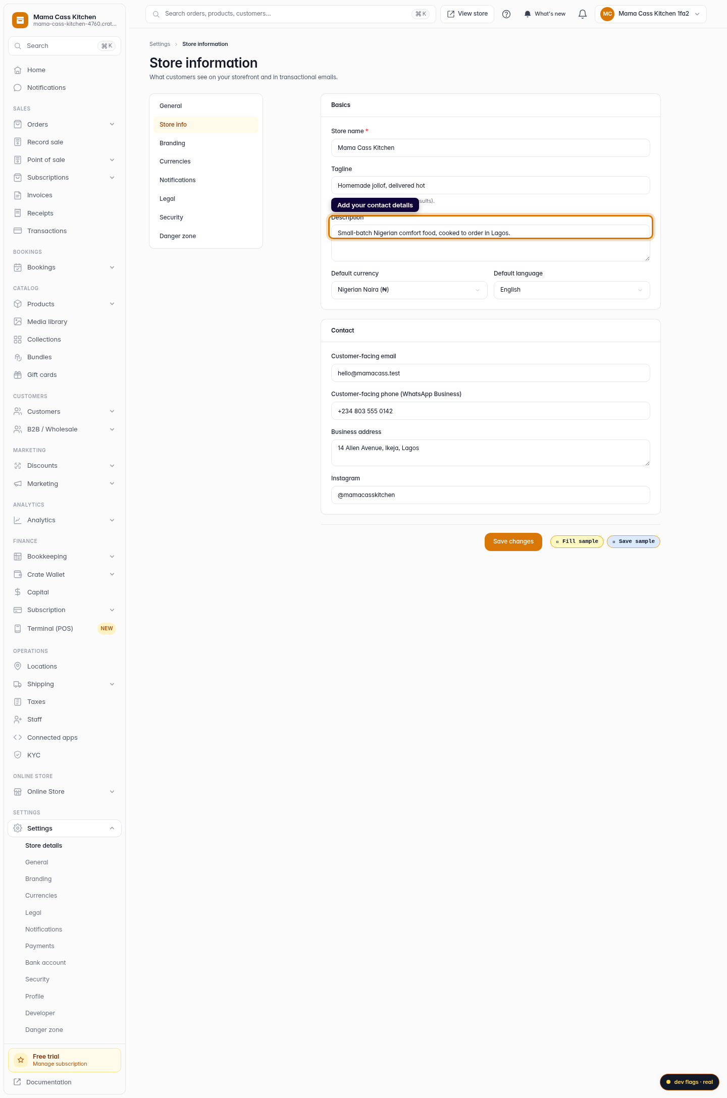 Set up your store information: step 5 (web)