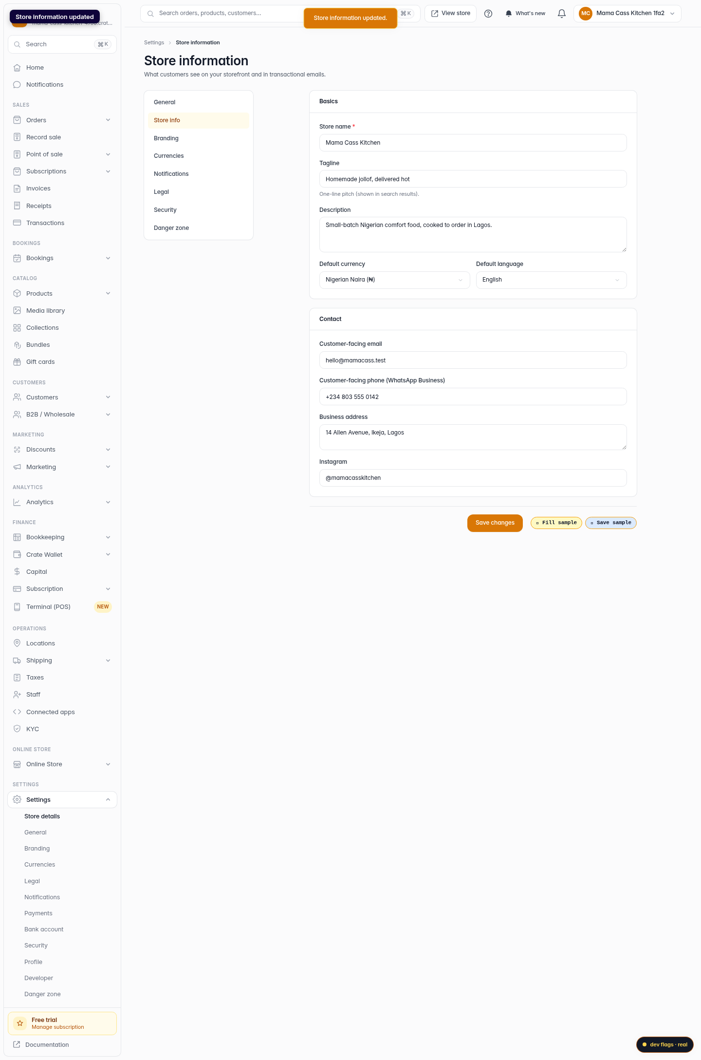 Set up your store information: step 6 (web)