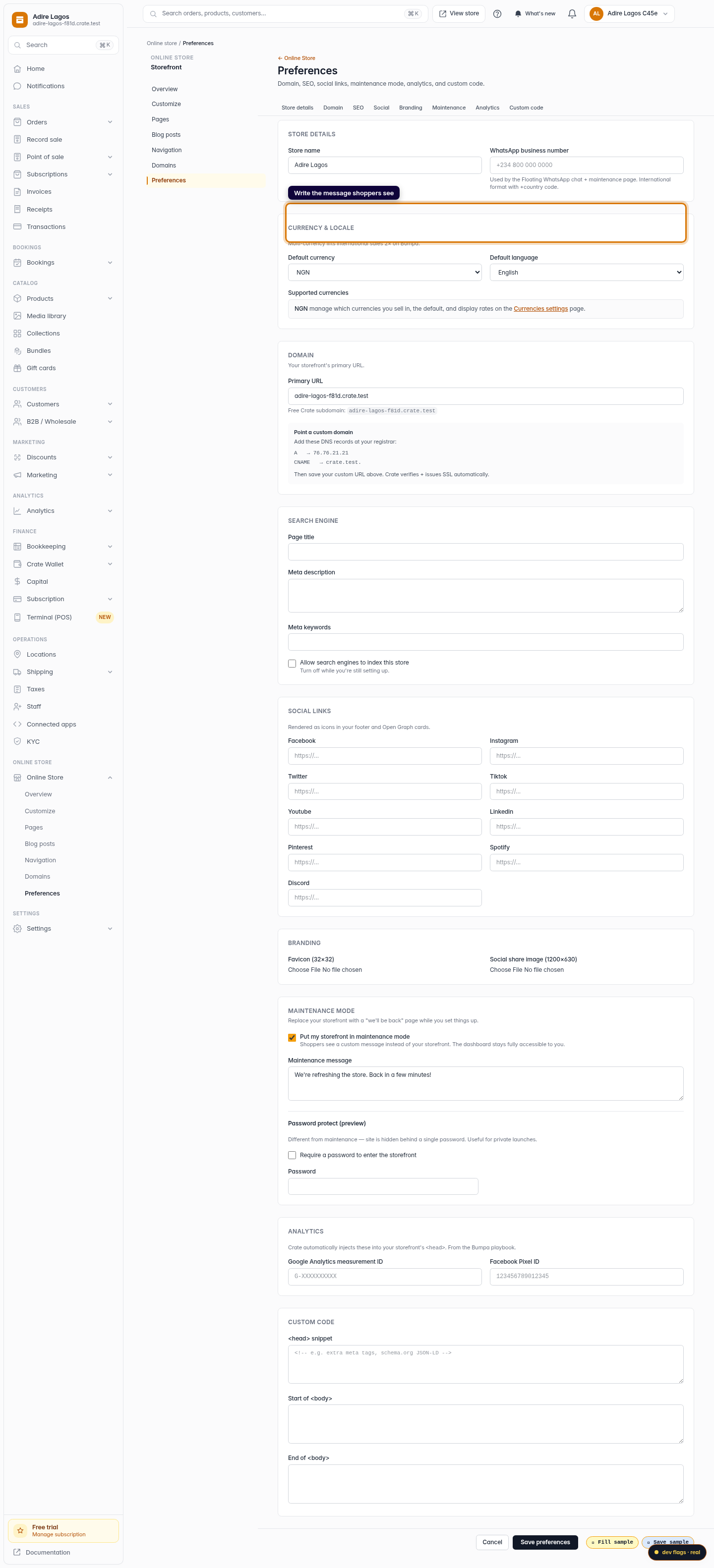Put your storefront in maintenance mode: step 4 (web)