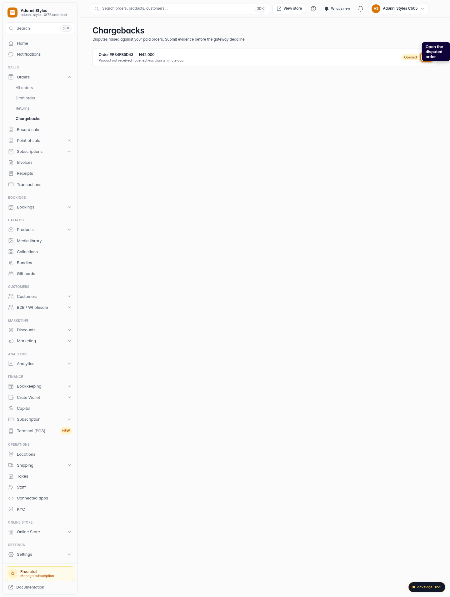 Handle Stripe chargebacks: step 2 (web)