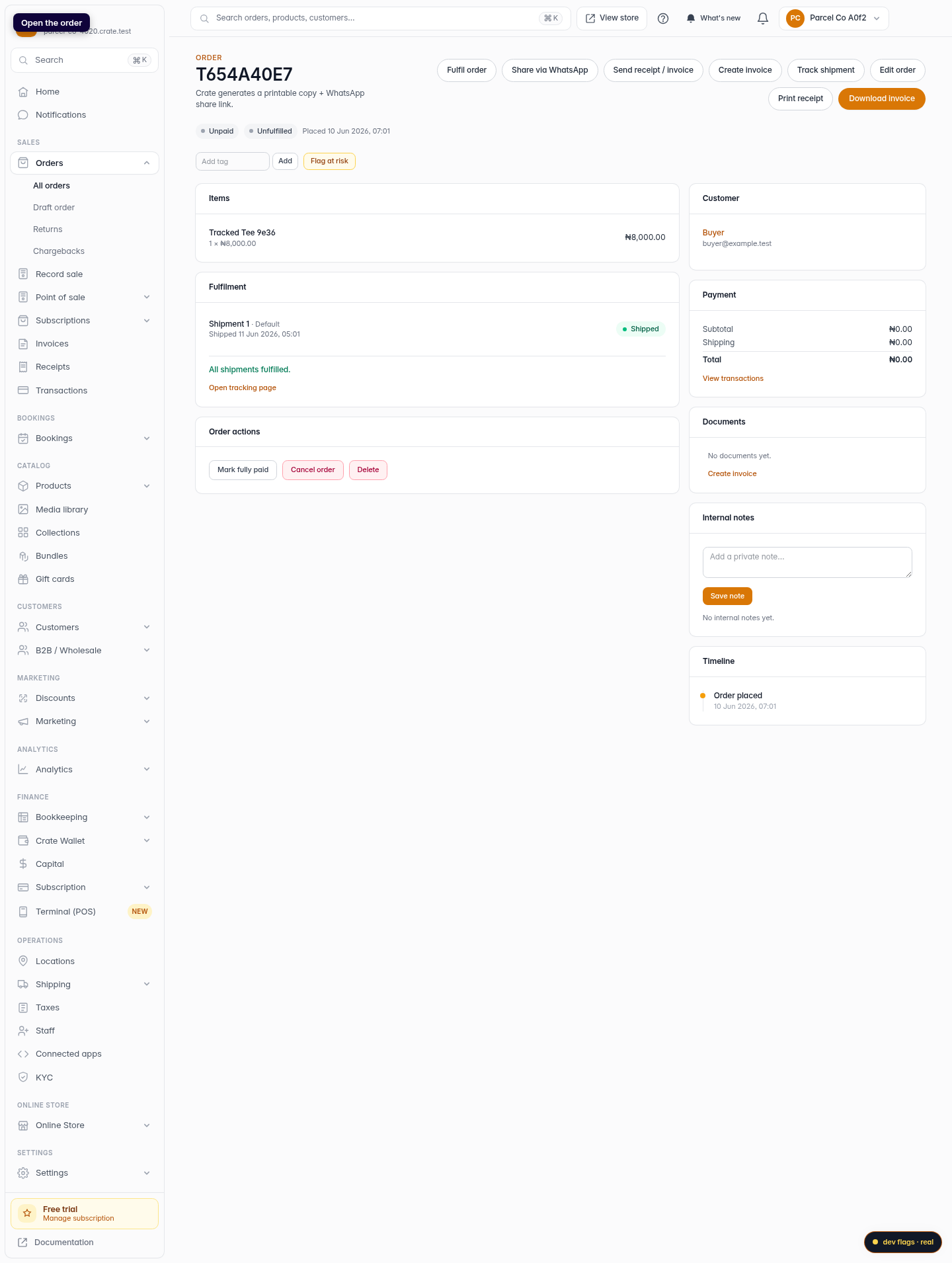 Track a shipment: step 1 (web)